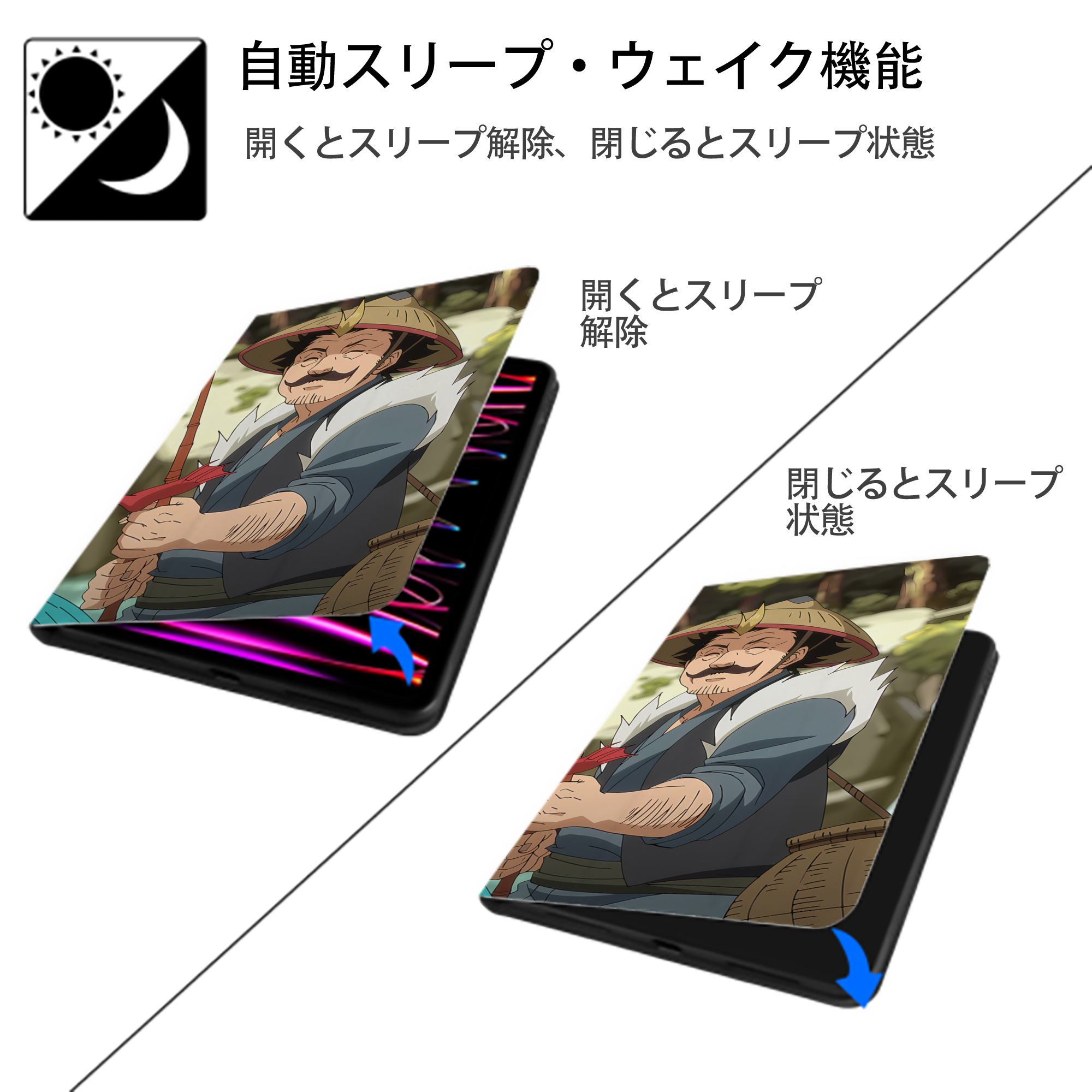 転スラ Regarding Reincarnated to Slime IPadケース ペンホルダー付き ブックスタイルデザイン