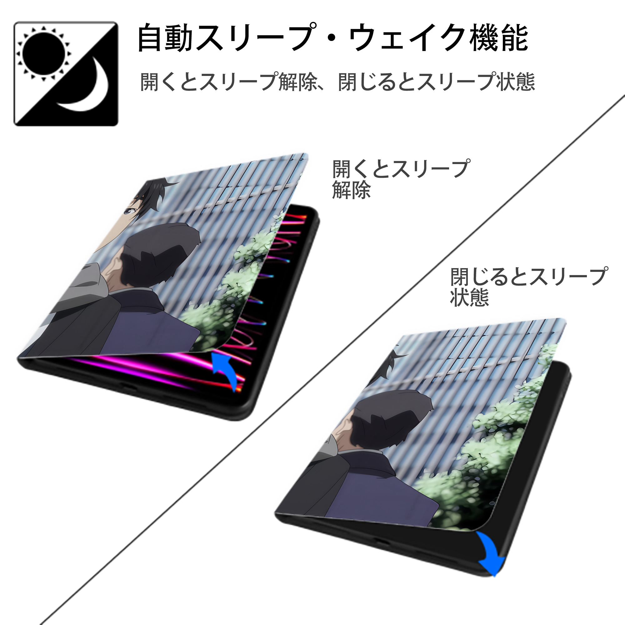 転スラ Regarding Reincarnated to Slime IPadケース ペンホルダー付き ブックスタイルデザイン