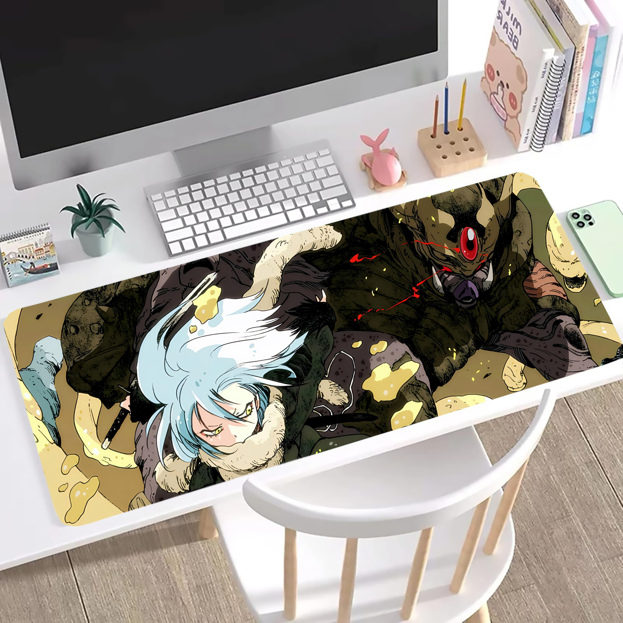 （画像用） 転スラ Regarding Reincarnated to Slime ステッチ加工 大判デスクマット／滑り止めマウスパッド
