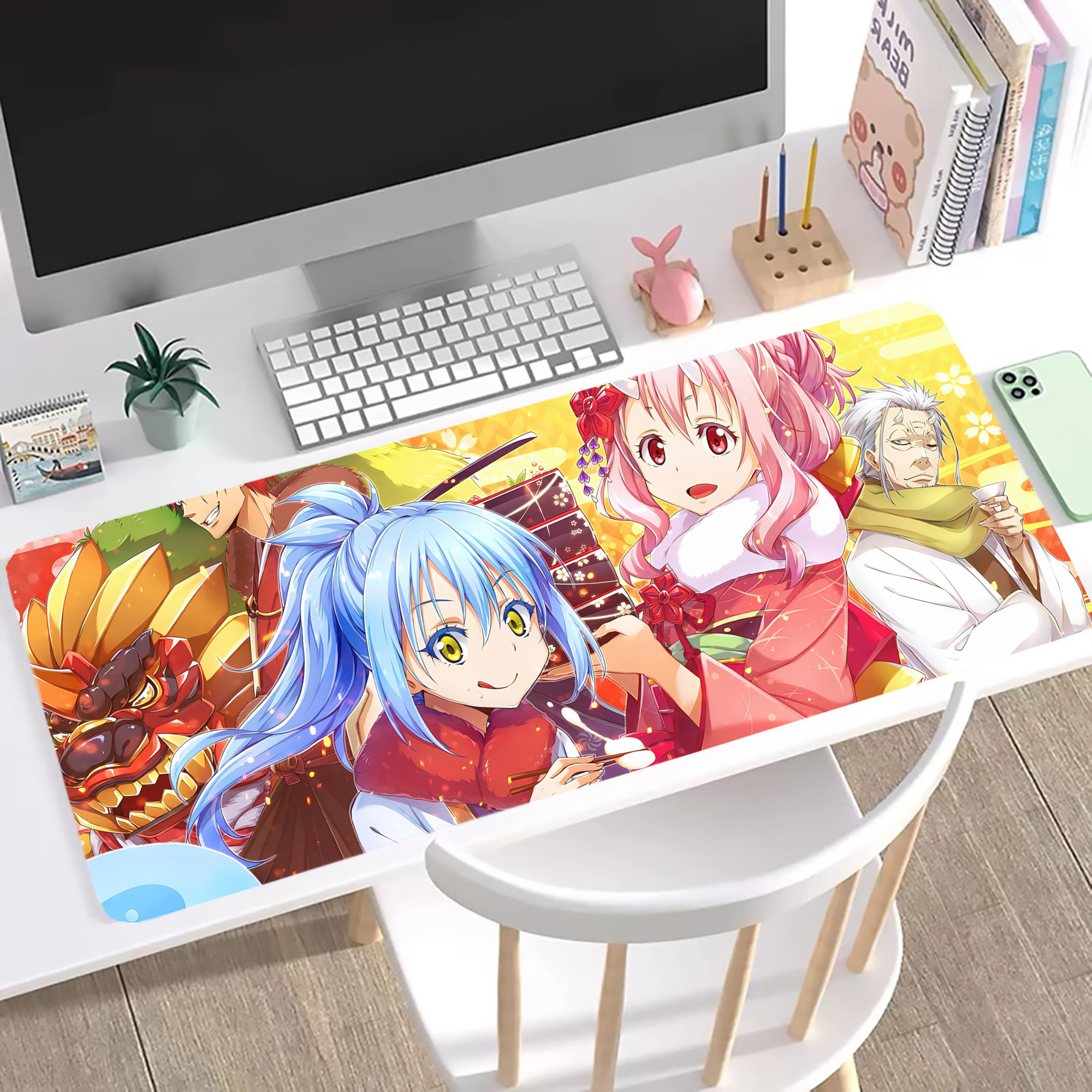 （画像用） 転スラ Regarding Reincarnated to Slime ステッチ加工 大判デスクマット／滑り止めマウスパッド