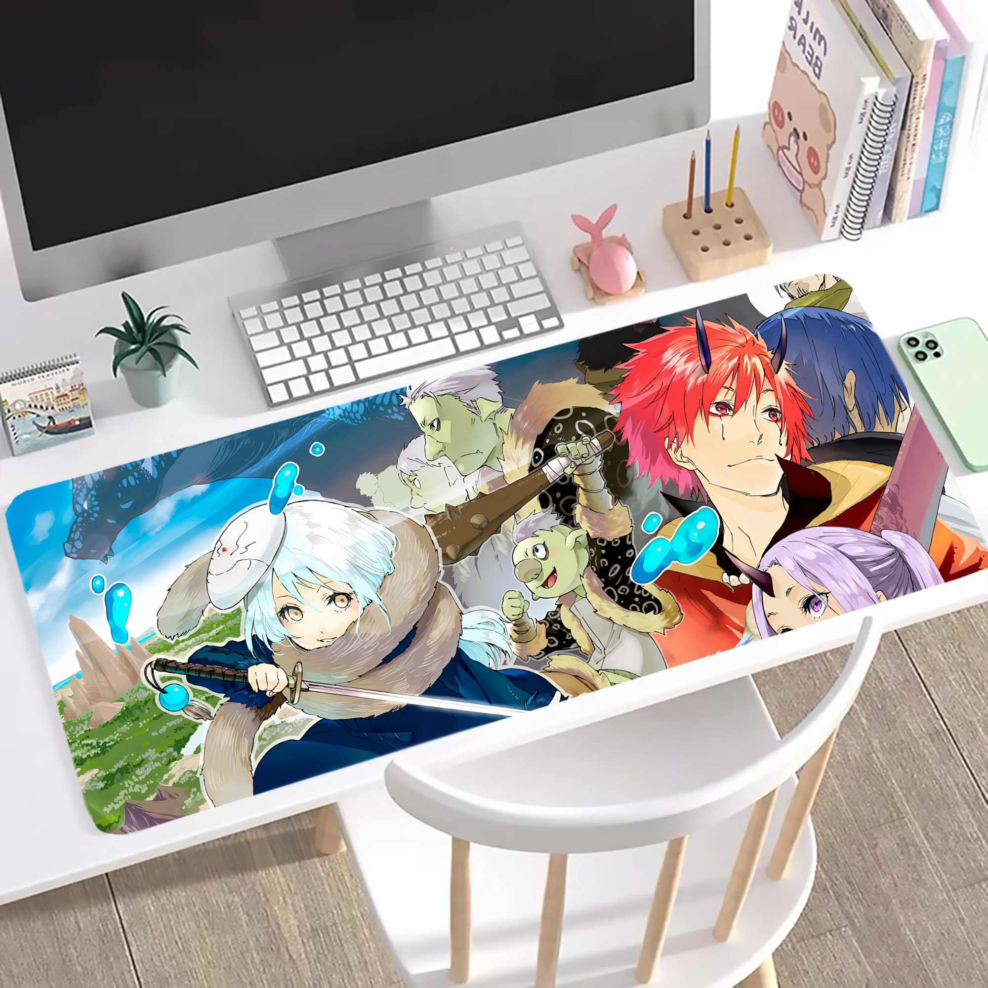 （画像用） 転スラ Regarding Reincarnated to Slime ステッチ加工 大判デスクマット／滑り止めマウスパッド