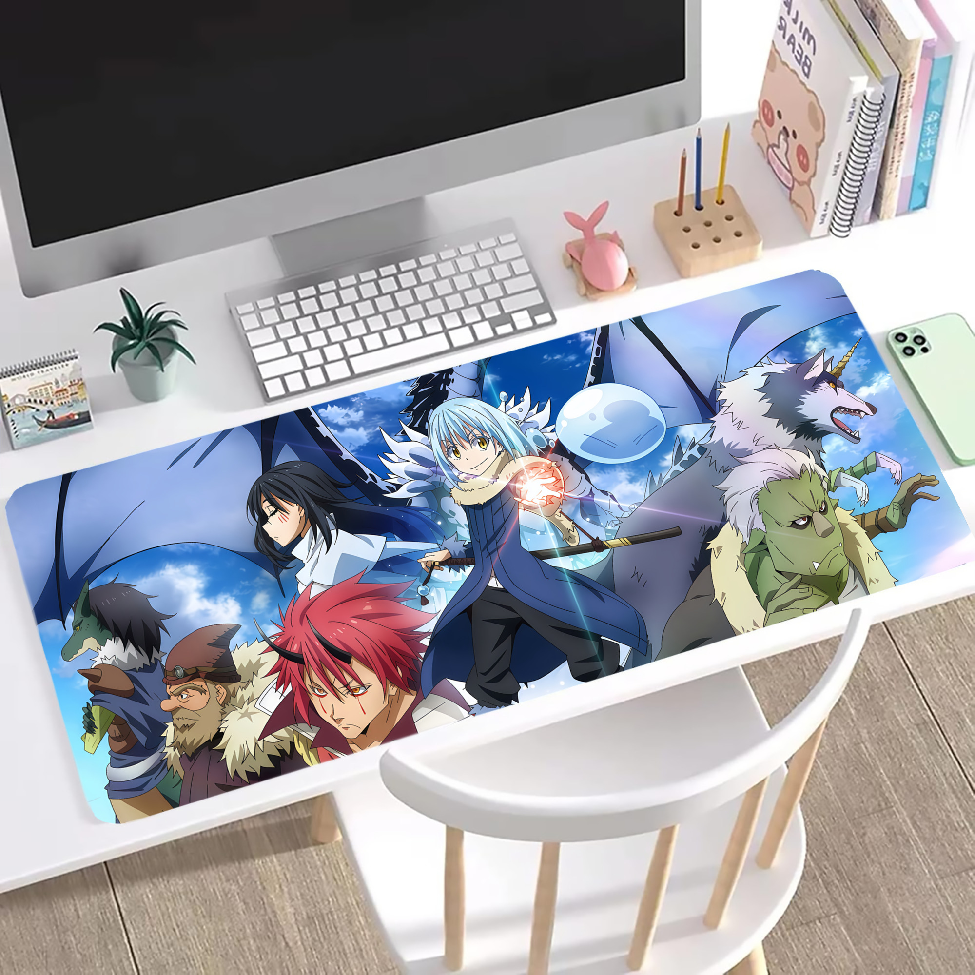 （画像用） 転スラ Regarding Reincarnated to Slime ステッチ加工 大判デスクマット／滑り止めマウスパッド
