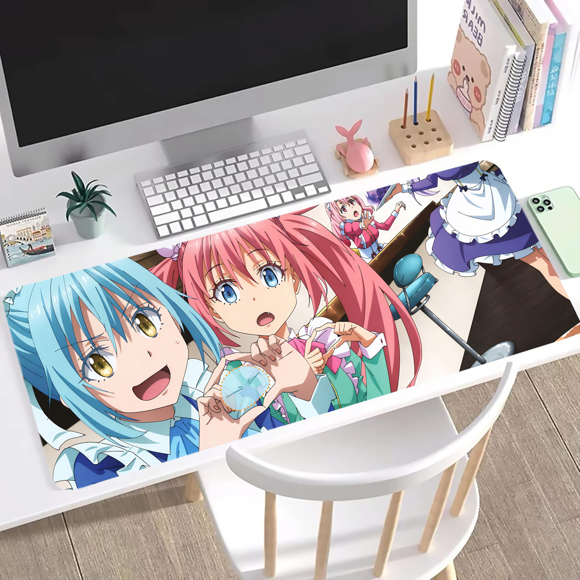 （画像用） 転スラ Regarding Reincarnated to Slime ステッチ加工 大判デスクマット／滑り止めマウスパッド