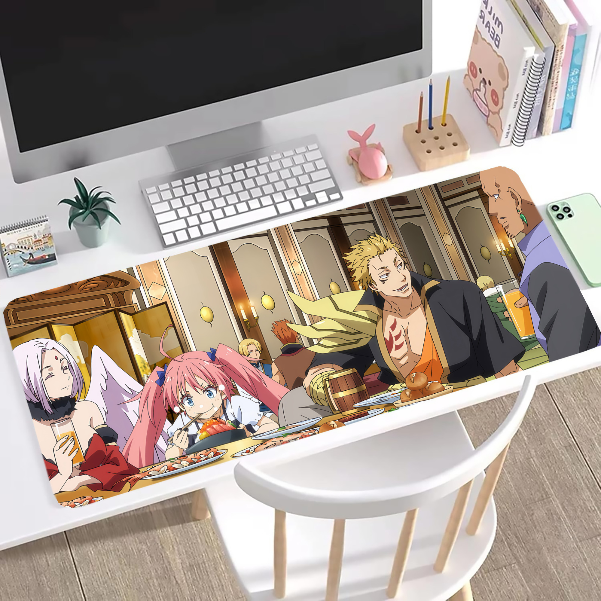 （画像用） 転スラ Regarding Reincarnated to Slime ステッチ加工 大判デスクマット／滑り止めマウスパッド