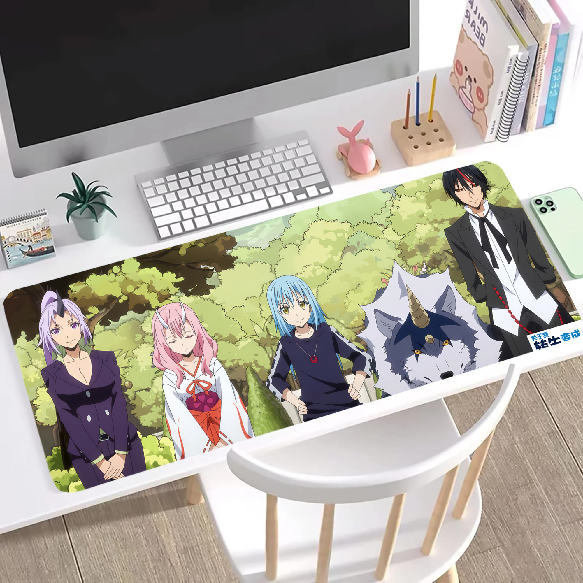 （画像用） 転スラ Regarding Reincarnated to Slime ステッチ加工 大判デスクマット／滑り止めマウスパッド