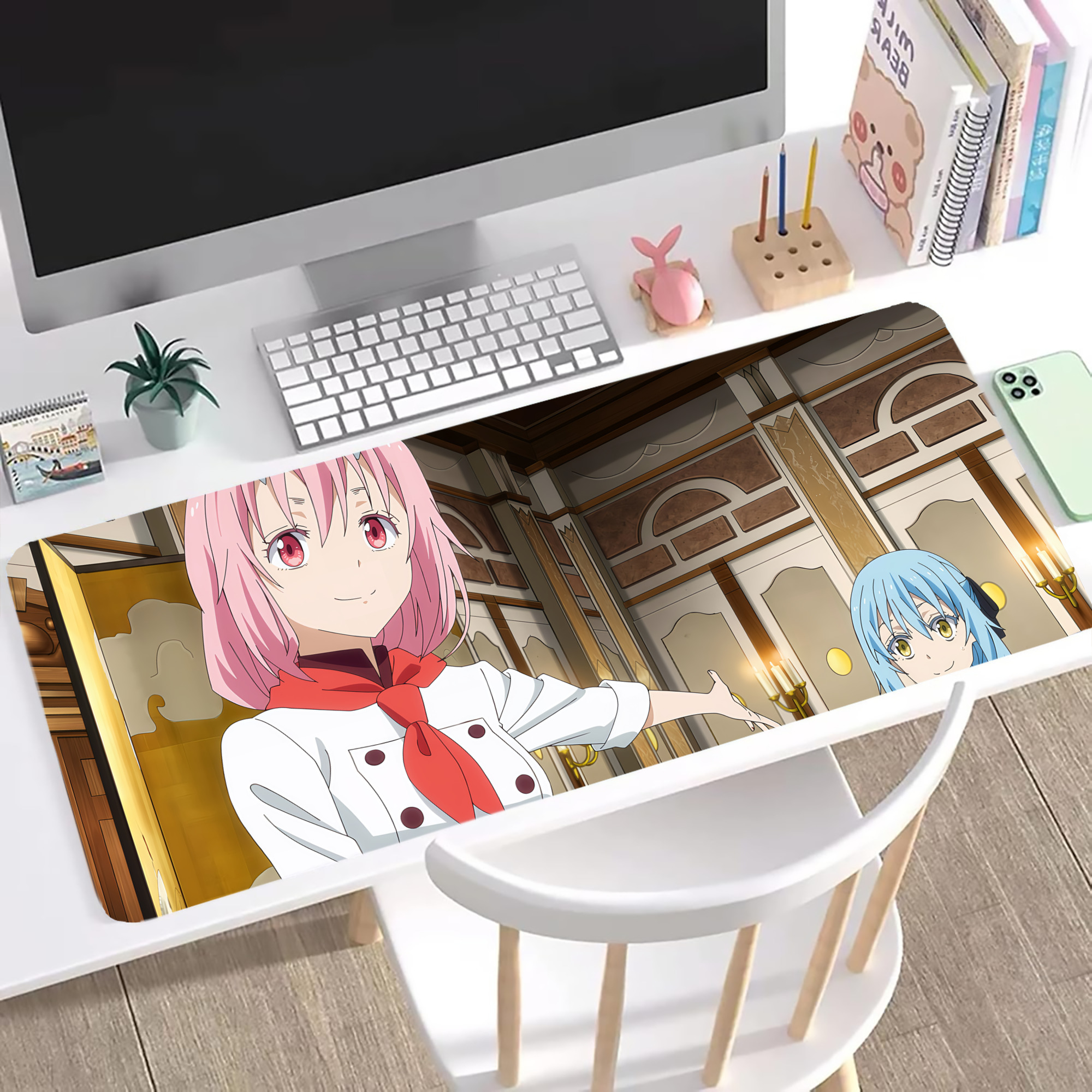 （画像用） 転スラ Regarding Reincarnated to Slime ステッチ加工 大判デスクマット／滑り止めマウスパッド