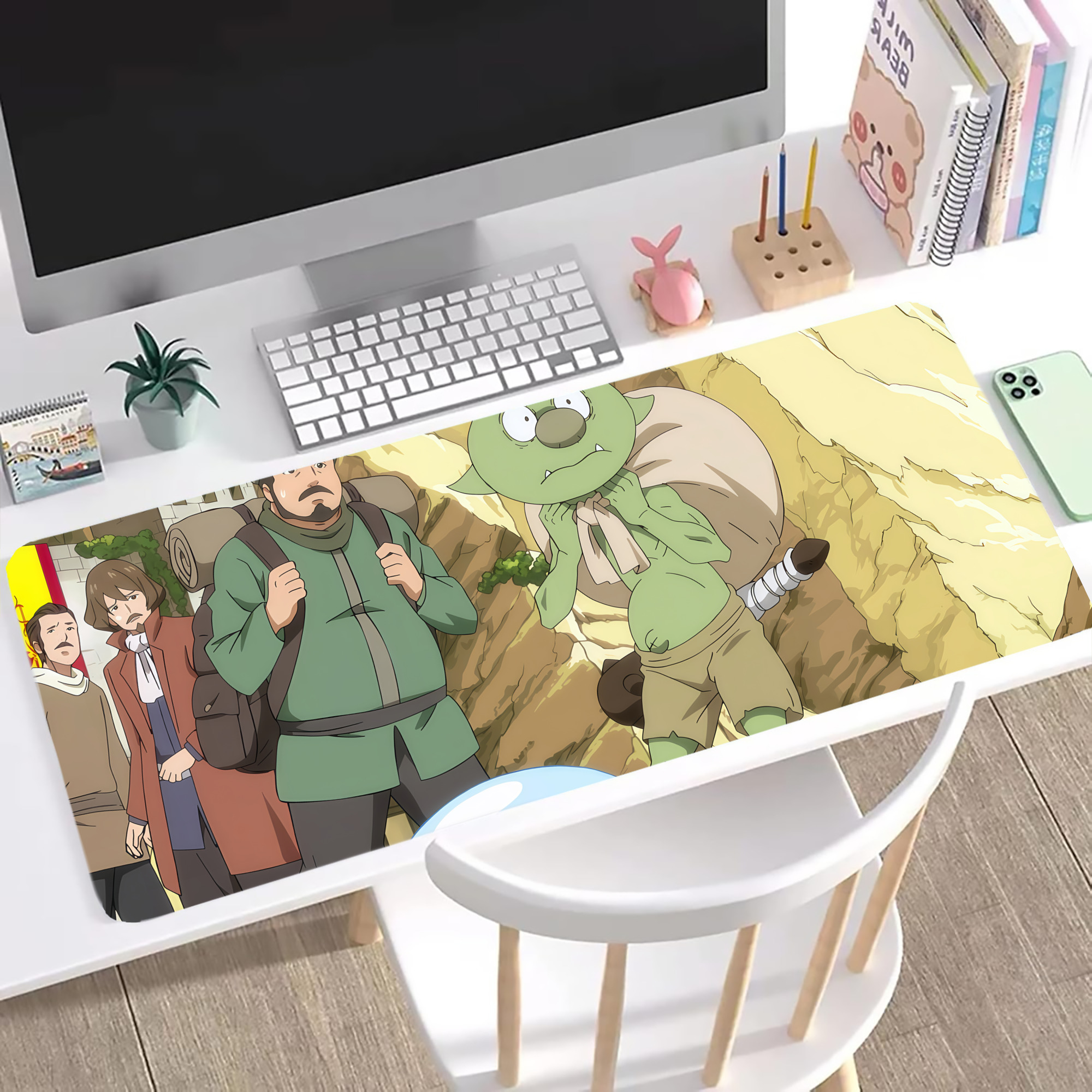 （画像用） 転スラ Regarding Reincarnated to Slime ステッチ加工 大判デスクマット／滑り止めマウスパッド