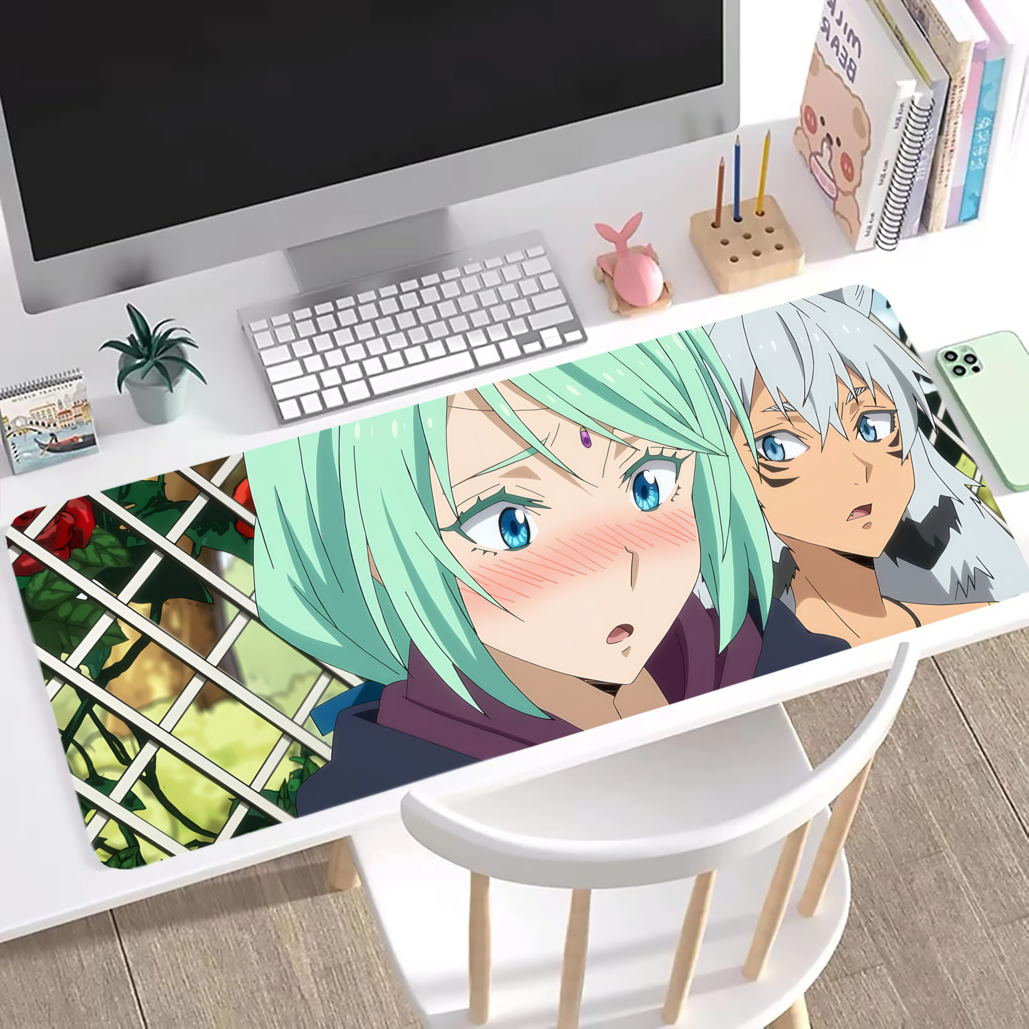 （画像用） 転スラ Regarding Reincarnated to Slime ステッチ加工 大判デスクマット／滑り止めマウスパッド