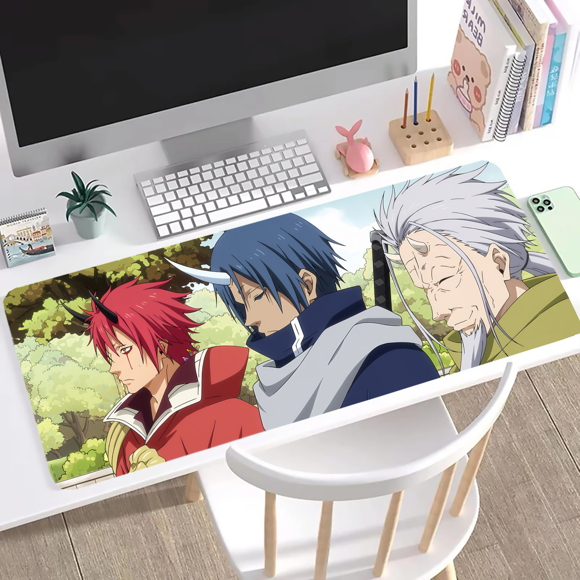 （画像用） 転スラ Regarding Reincarnated to Slime ステッチ加工 大判デスクマット／滑り止めマウスパッド