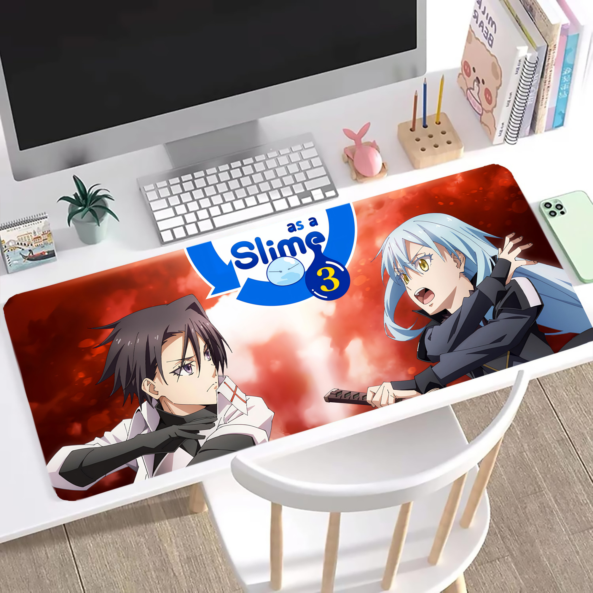 （画像用） 転スラ Regarding Reincarnated to Slime ステッチ加工 大判デスクマット／滑り止めマウスパッド