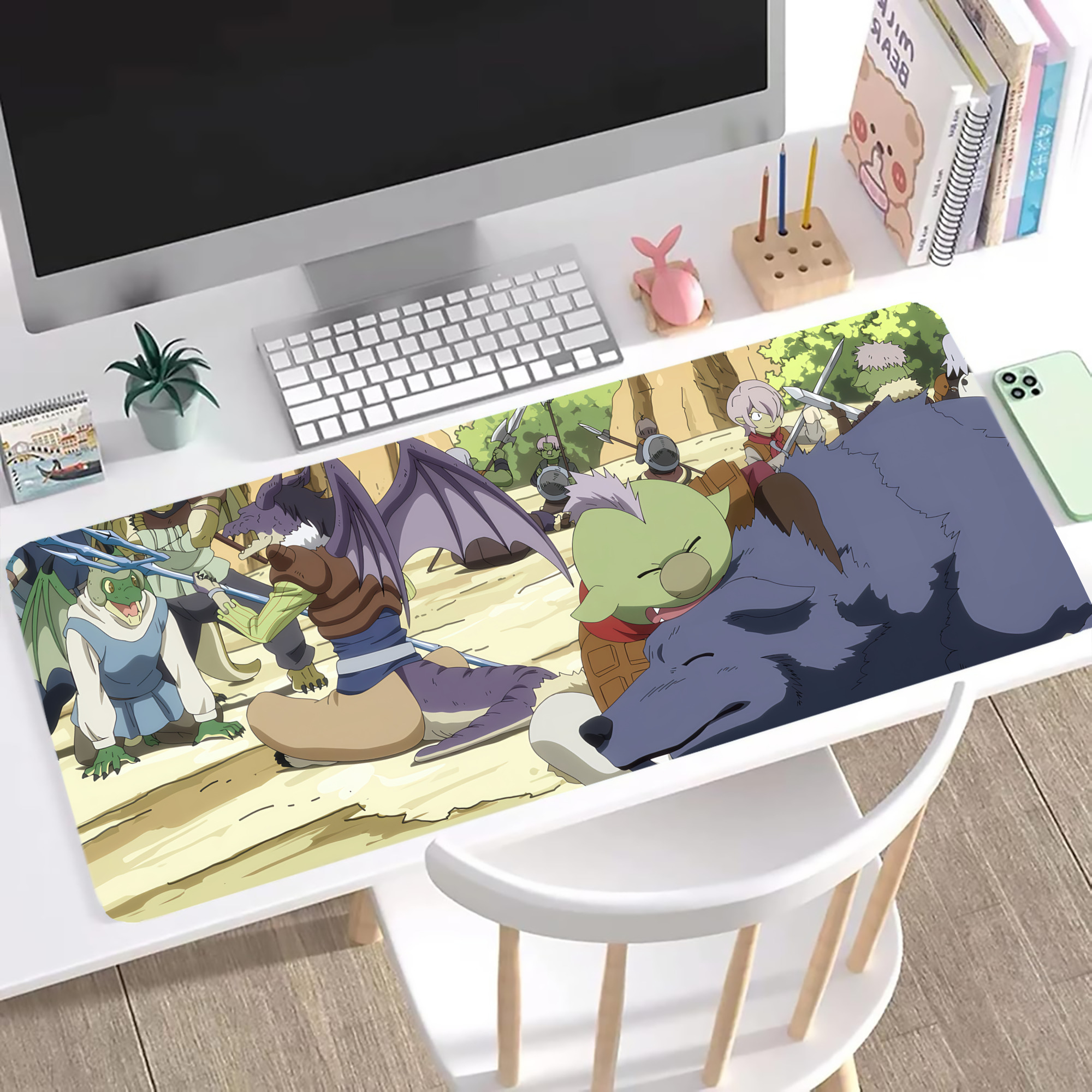 （画像用） 転スラ Regarding Reincarnated to Slime ステッチ加工 大判デスクマット／滑り止めマウスパッド