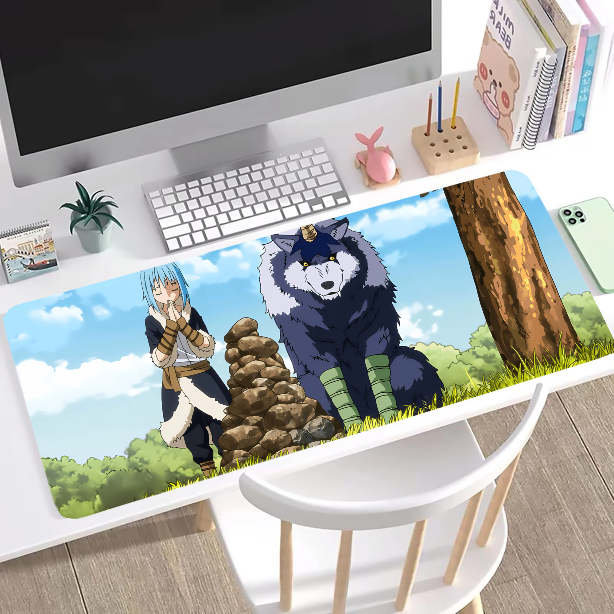 （画像用） 転スラ Regarding Reincarnated to Slime ステッチ加工 大判デスクマット／滑り止めマウスパッド