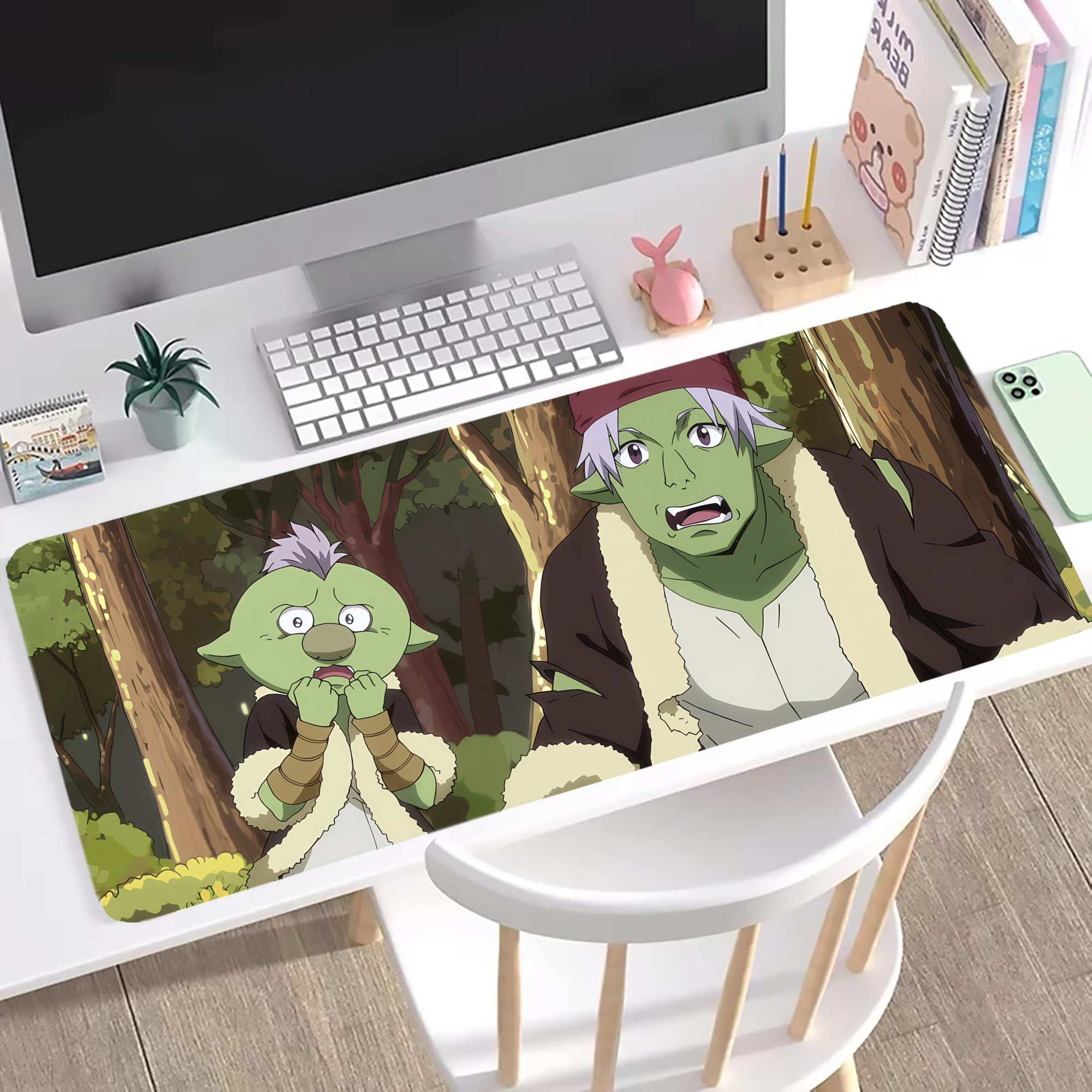 （画像用） 転スラ Regarding Reincarnated to Slime ステッチ加工 大判デスクマット／滑り止めマウスパッド