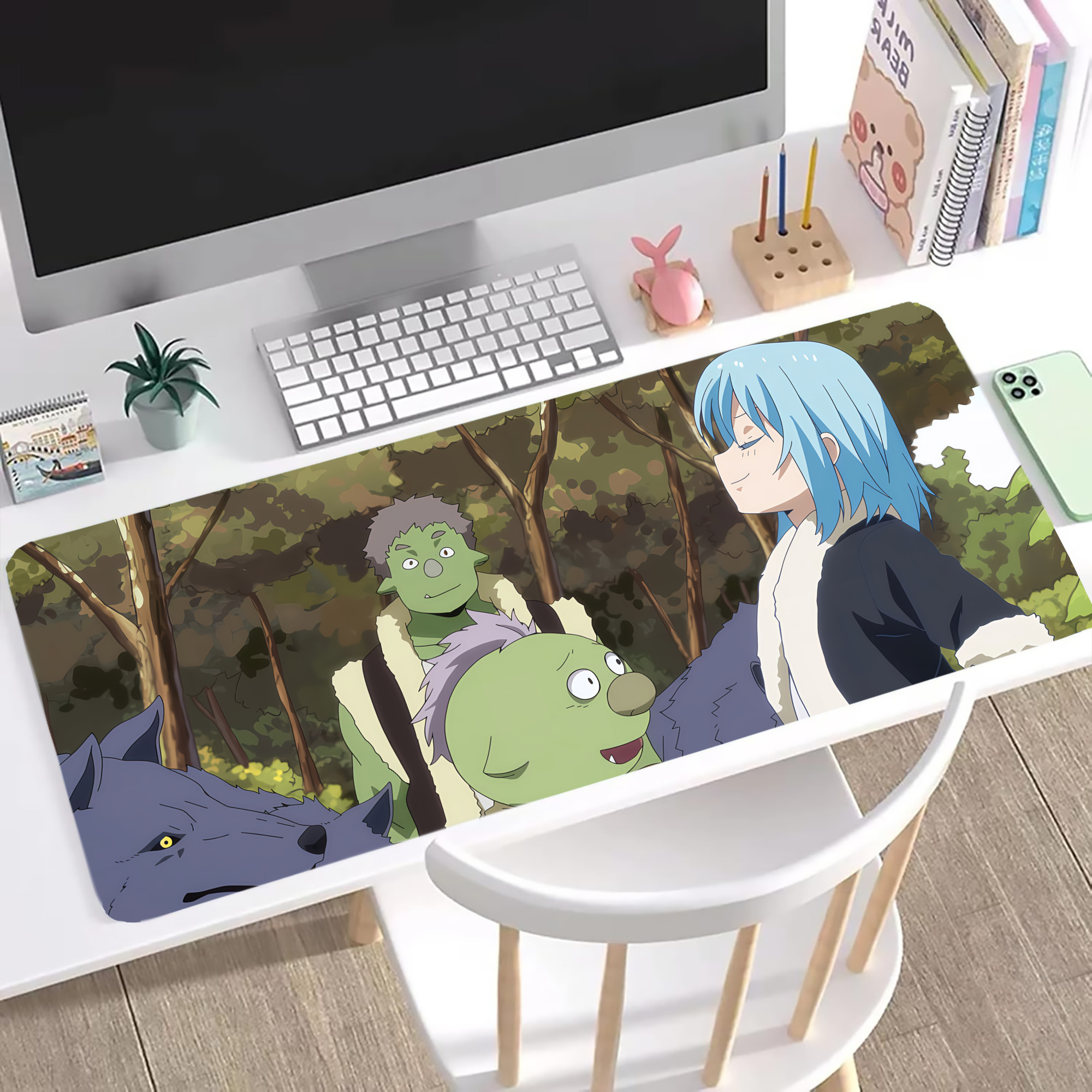 （画像用） 転スラ Regarding Reincarnated to Slime ステッチ加工 大判デスクマット／滑り止めマウスパッド