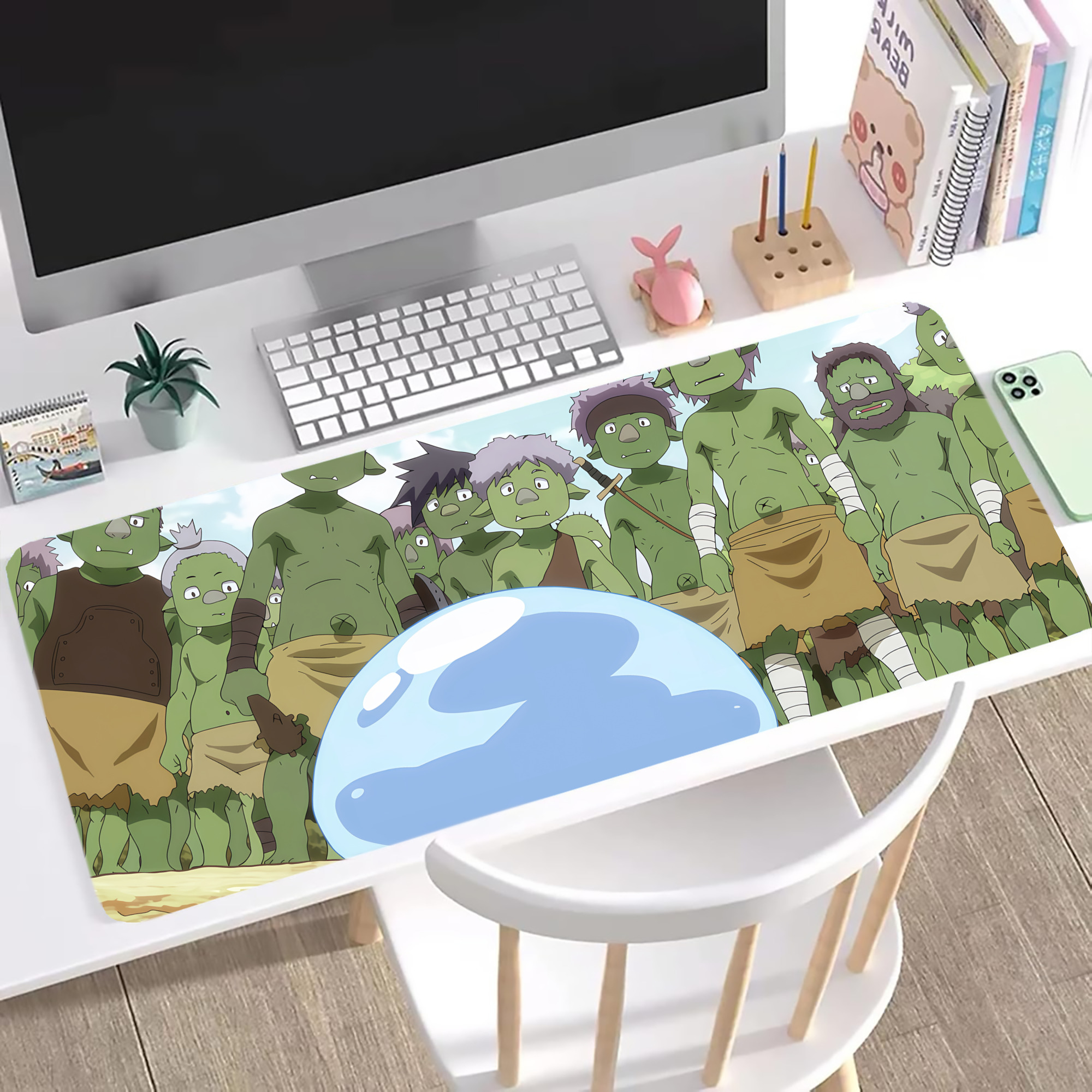 （画像用） 転スラ Regarding Reincarnated to Slime ステッチ加工 大判デスクマット／滑り止めマウスパッド