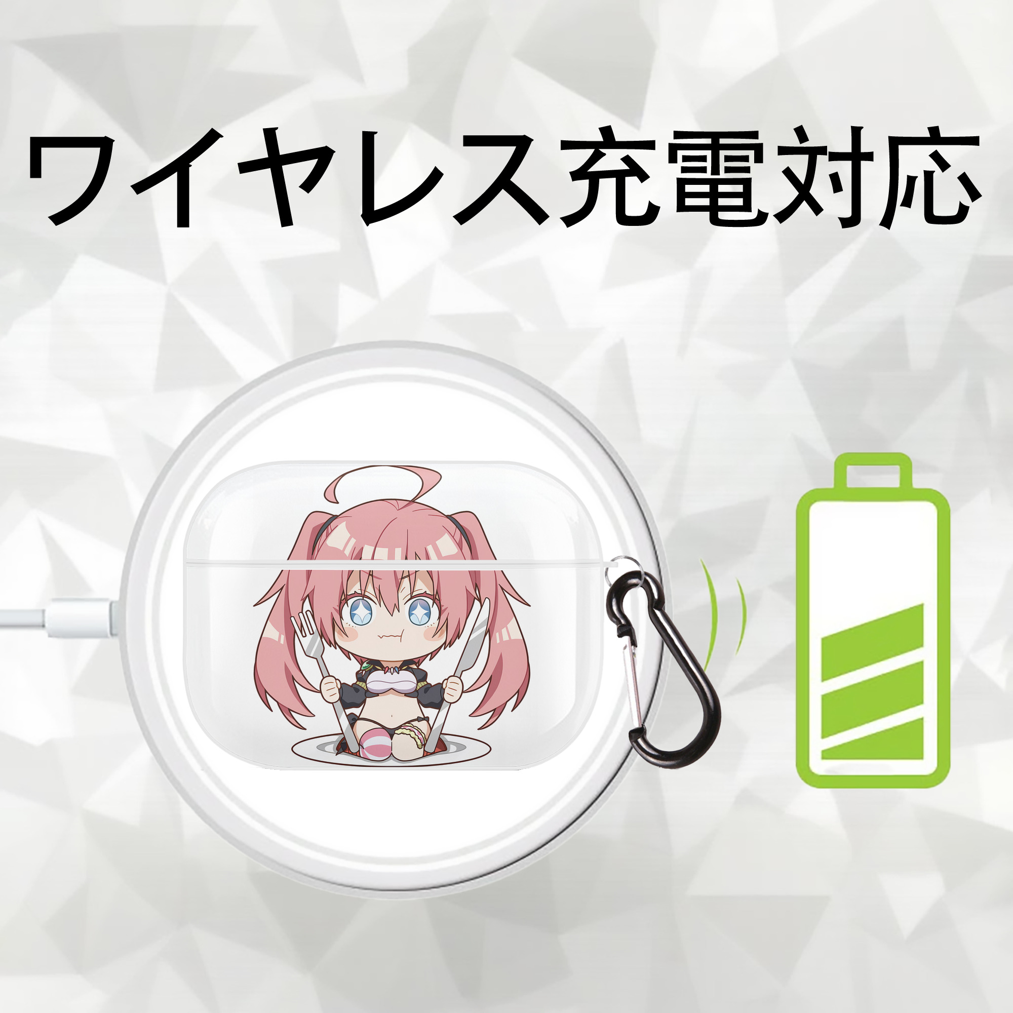 転スラ Regarding Reincarnated to Slime 【AirPods Pro用】ハードシェル保護ケース 耐衝撃・防指紋・カラビナ付き商品仕様