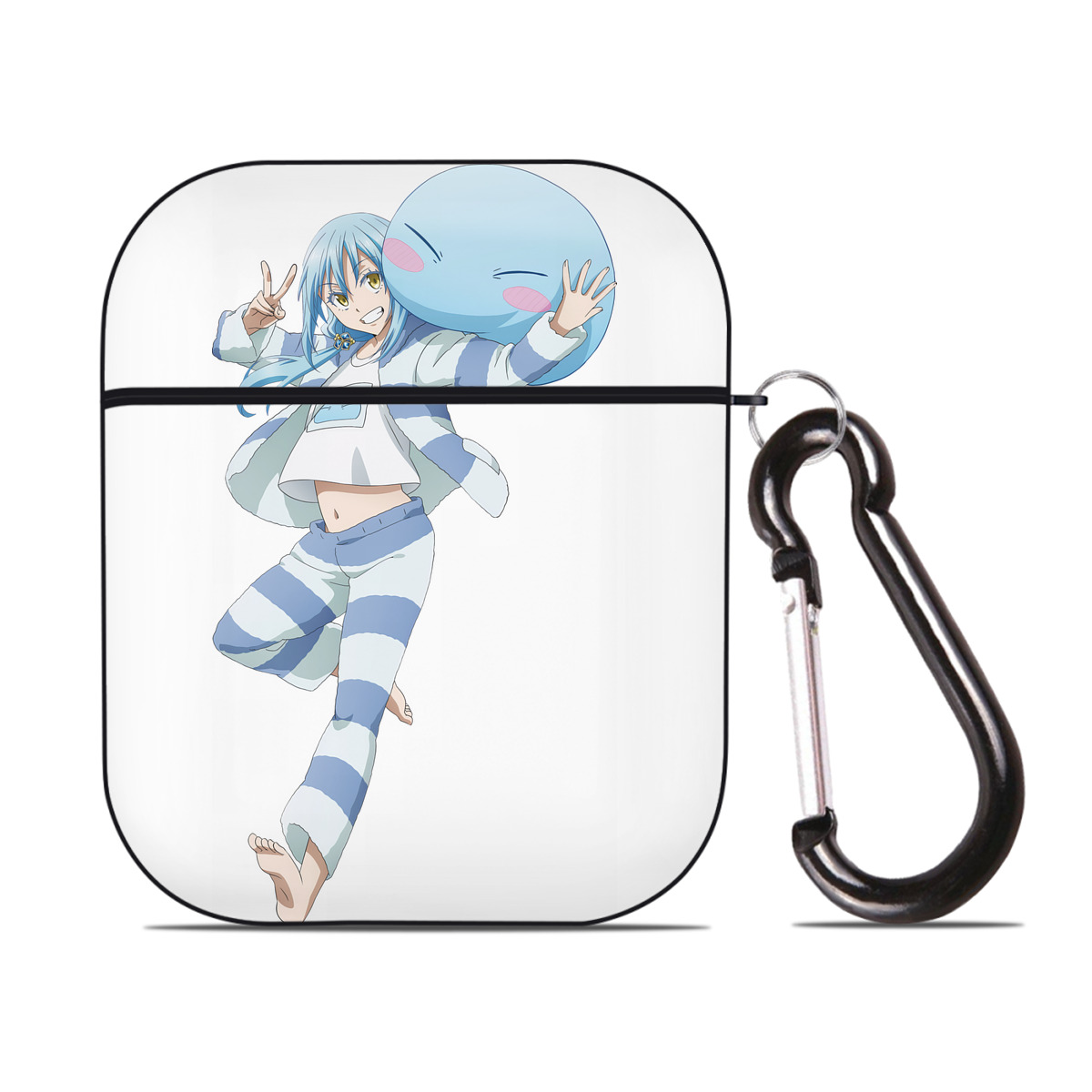 （画像用） 転スラ Regarding Reincarnated to Slime AirPods 第2世代保護ケース ハードシェル ブラック 耐衝撃・防指紋・カラビナ付き