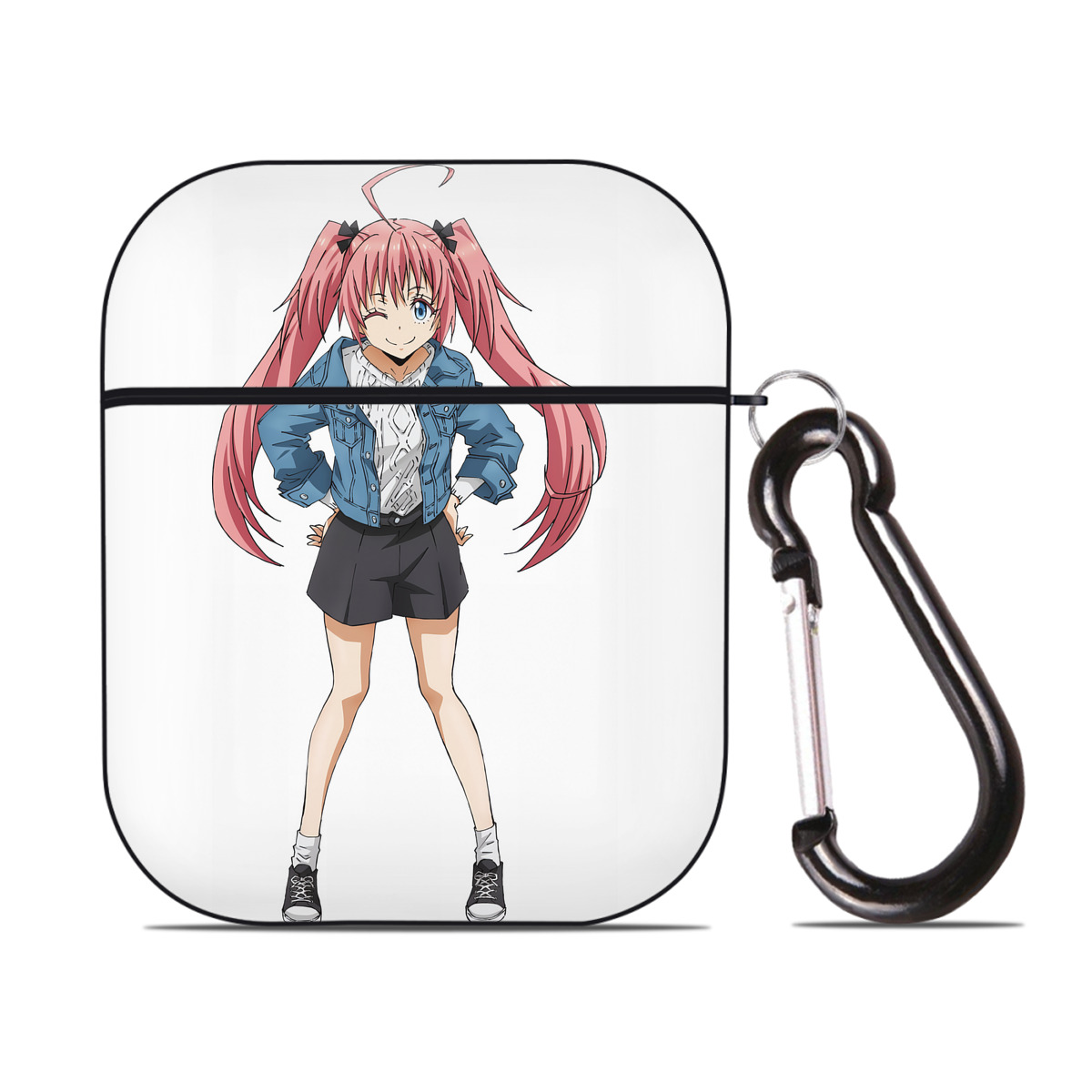 （画像用） 転スラ Regarding Reincarnated to Slime AirPods 第2世代保護ケース ハードシェル ブラック 耐衝撃・防指紋・カラビナ付き