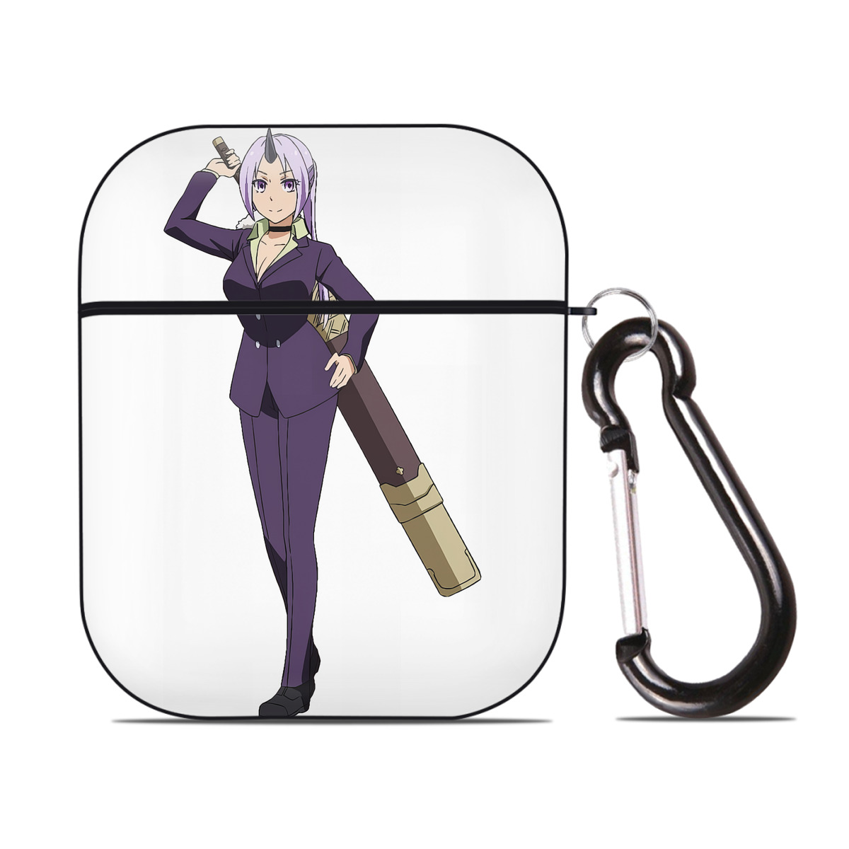 （画像用） 転スラ Regarding Reincarnated to Slime AirPods 第2世代保護ケース ハードシェル ブラック 耐衝撃・防指紋・カラビナ付き