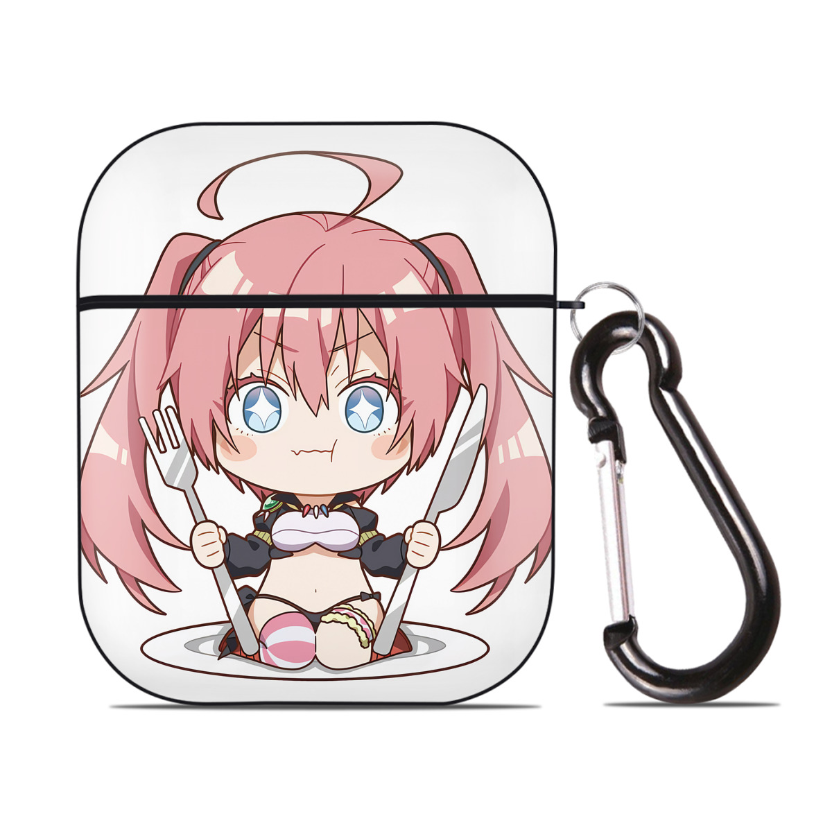 （画像用） 転スラ Regarding Reincarnated to Slime AirPods 第2世代保護ケース ハードシェル ブラック 耐衝撃・防指紋・カラビナ付き