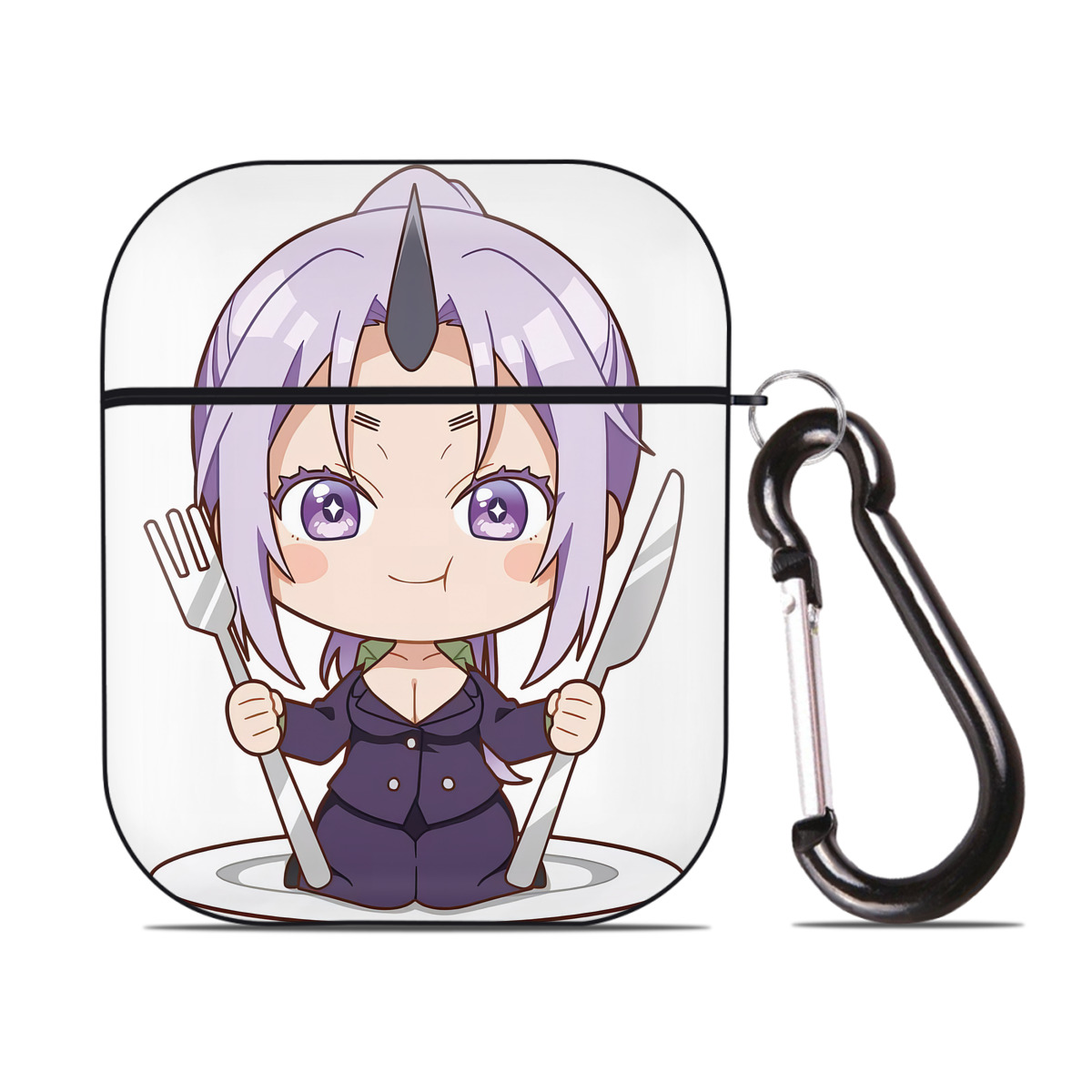 （画像用） 転スラ Regarding Reincarnated to Slime AirPods 第2世代保護ケース ハードシェル ブラック 耐衝撃・防指紋・カラビナ付き