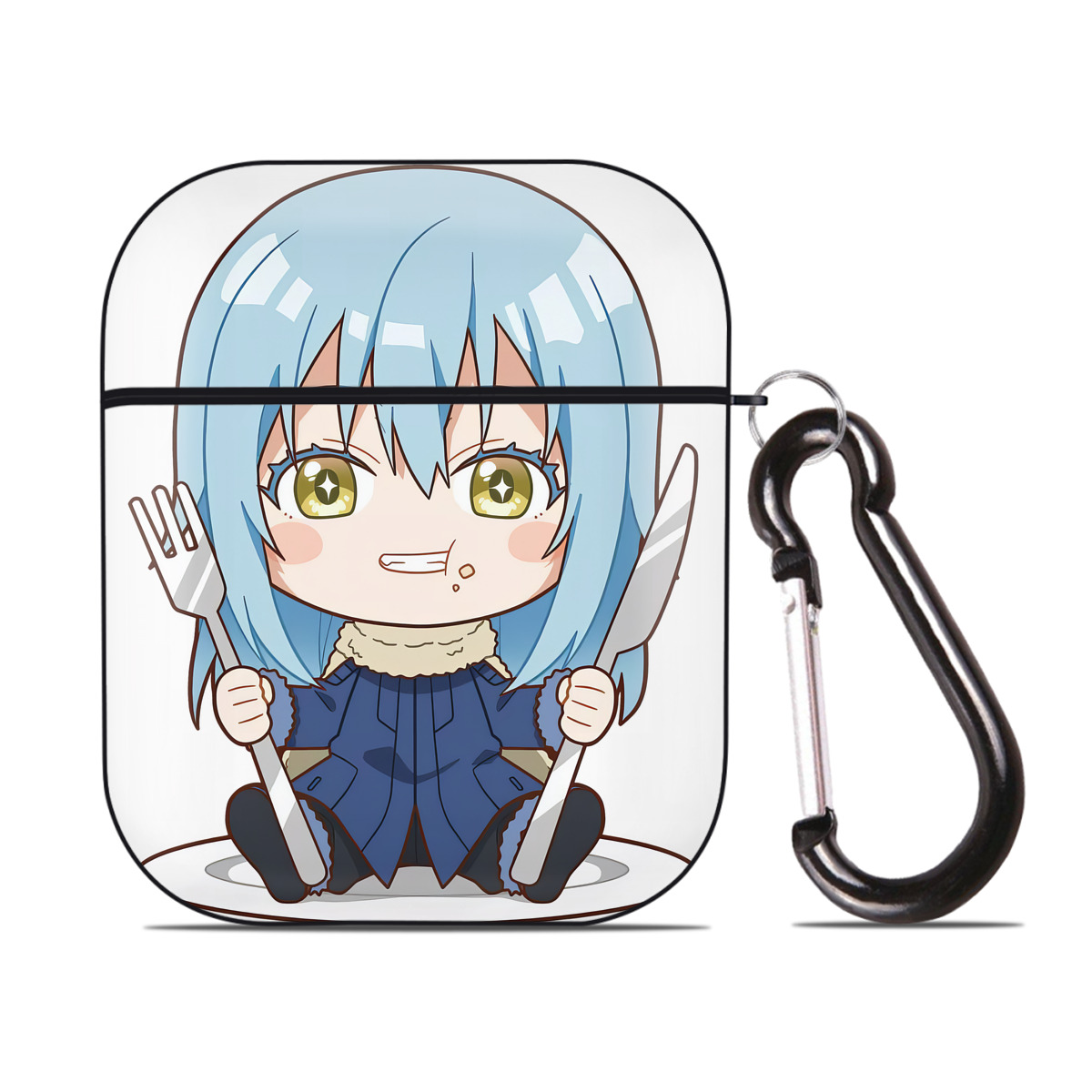 （画像用） 転スラ Regarding Reincarnated to Slime AirPods 第2世代保護ケース ハードシェル ブラック 耐衝撃・防指紋・カラビナ付き