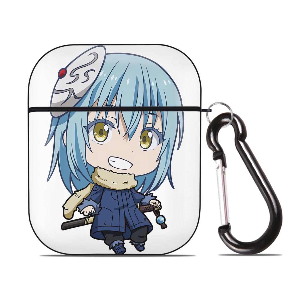 （画像用） 転スラ Regarding Reincarnated to Slime AirPods 第2世代保護ケース ハードシェル ブラック 耐衝撃・防指紋・カラビナ付き