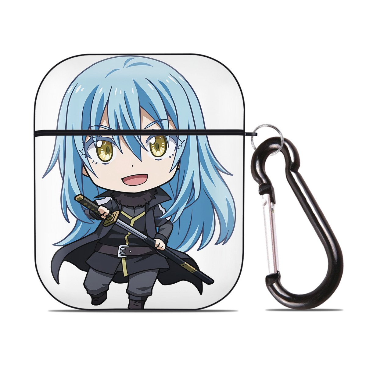 （画像用） 転スラ Regarding Reincarnated to Slime AirPods 第2世代保護ケース ハードシェル ブラック 耐衝撃・防指紋・カラビナ付き
