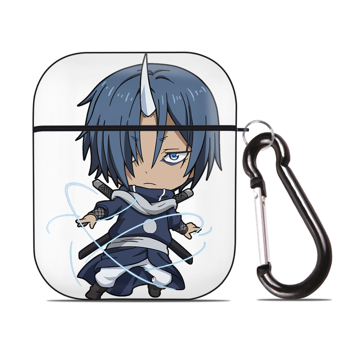 （画像用） 転スラ Regarding Reincarnated to Slime AirPods 第2世代保護ケース ハードシェル ブラック 耐衝撃・防指紋・カラビナ付き