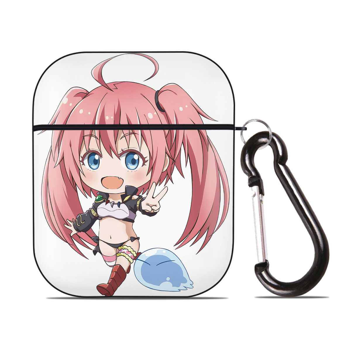 （画像用） 転スラ Regarding Reincarnated to Slime AirPods 第2世代保護ケース ハードシェル ブラック 耐衝撃・防指紋・カラビナ付き