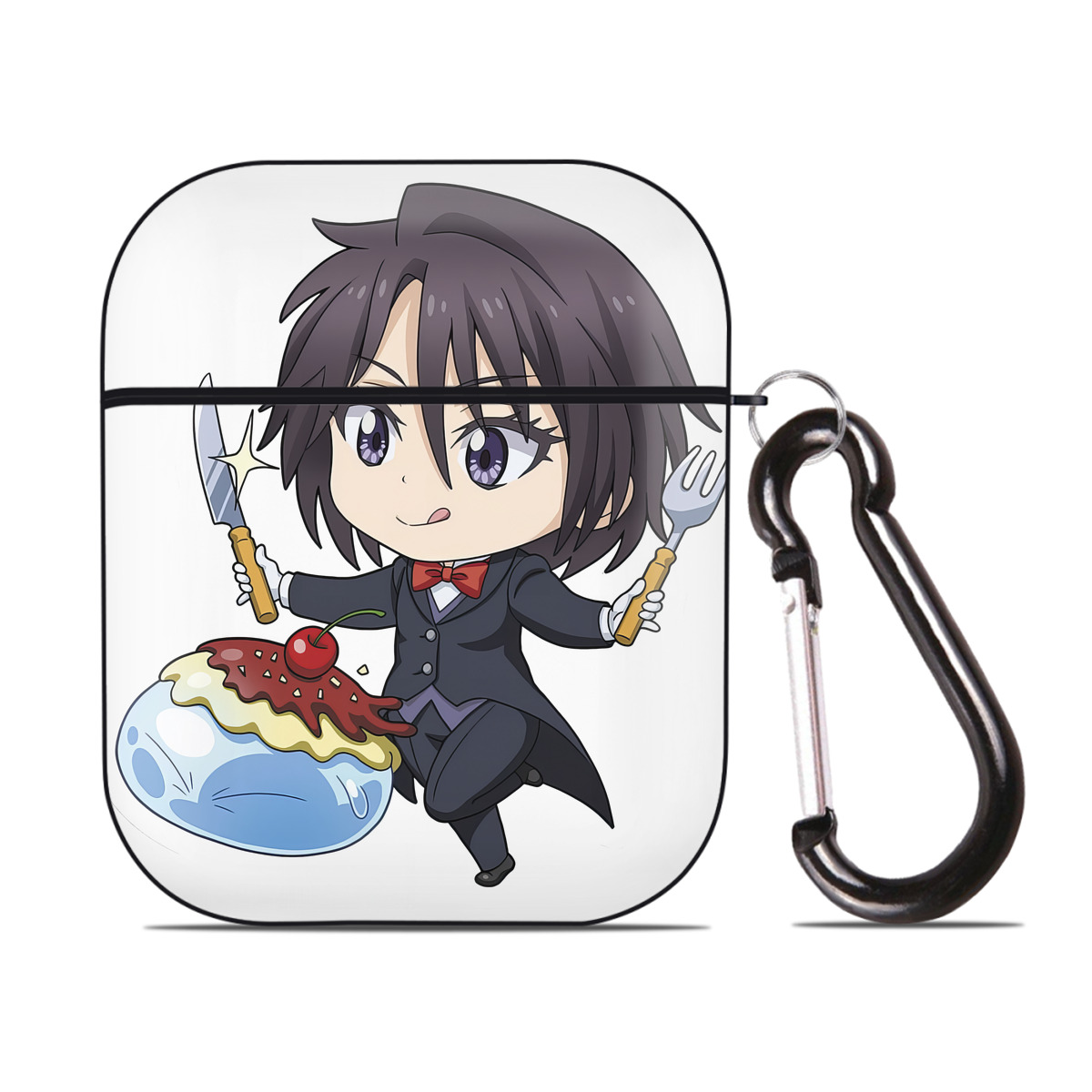 （画像用） 転スラ Regarding Reincarnated to Slime AirPods 第2世代保護ケース ハードシェル ブラック 耐衝撃・防指紋・カラビナ付き