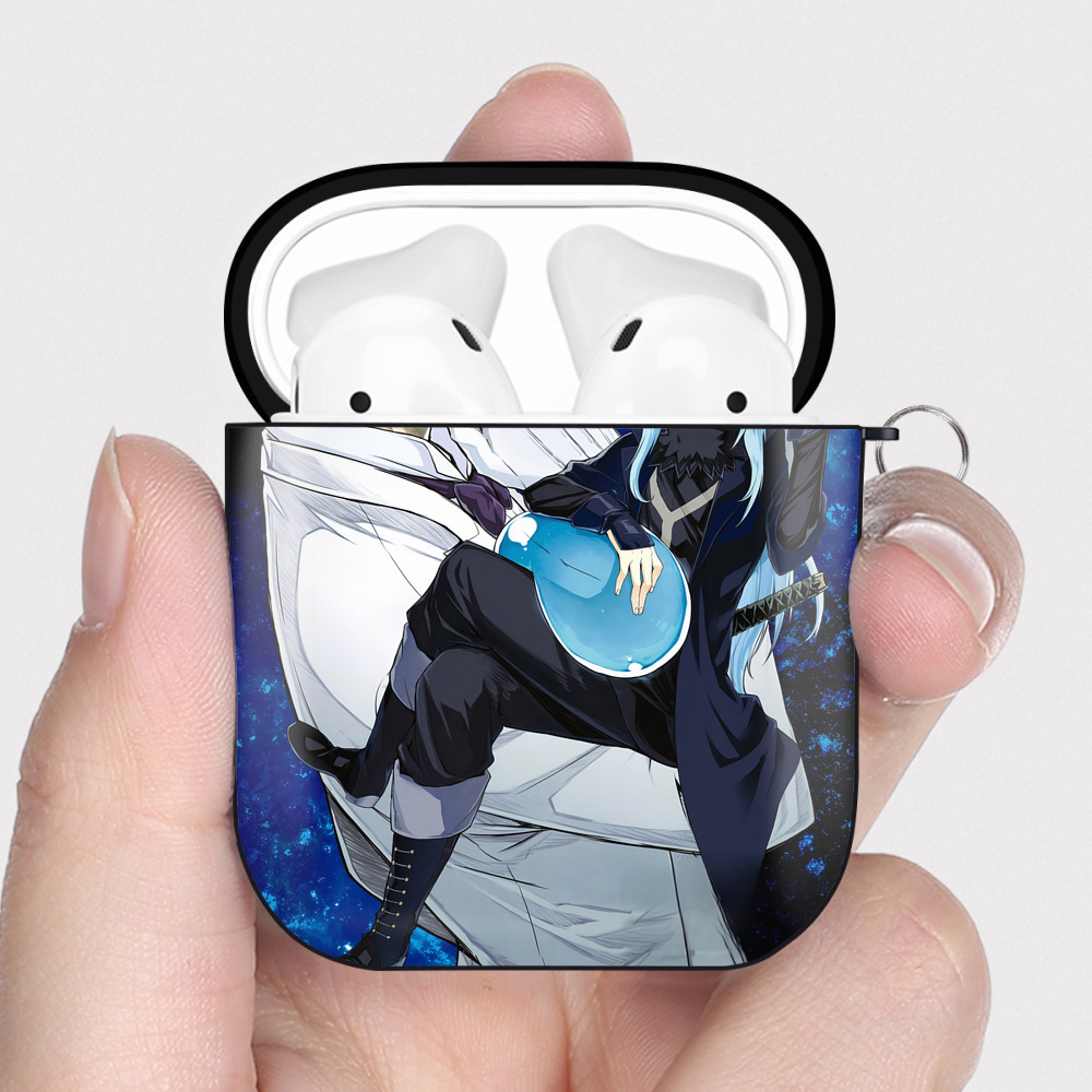 （画像用） 転スラ Regarding Reincarnated to Slime AirPods 第2世代保護ケース ハードシェル ブラック 耐衝撃・防指紋・カラビナ付き