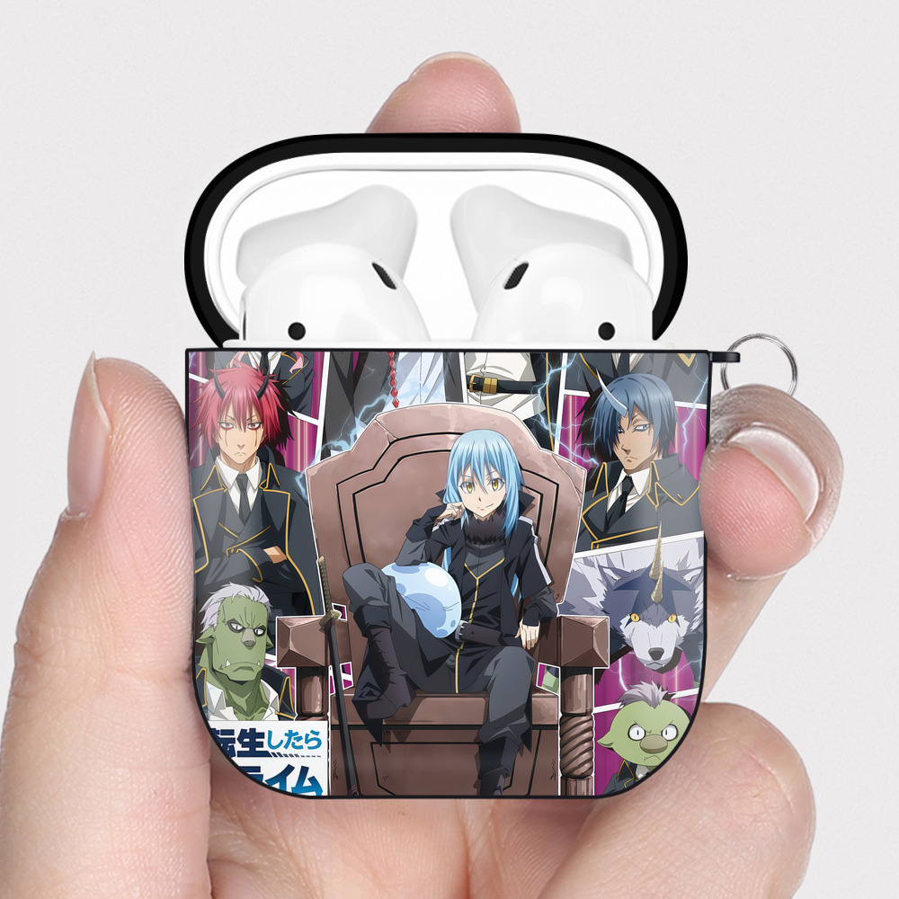 （画像用） 転スラ Regarding Reincarnated to Slime AirPods 第2世代保護ケース ハードシェル ブラック 耐衝撃・防指紋・カラビナ付き