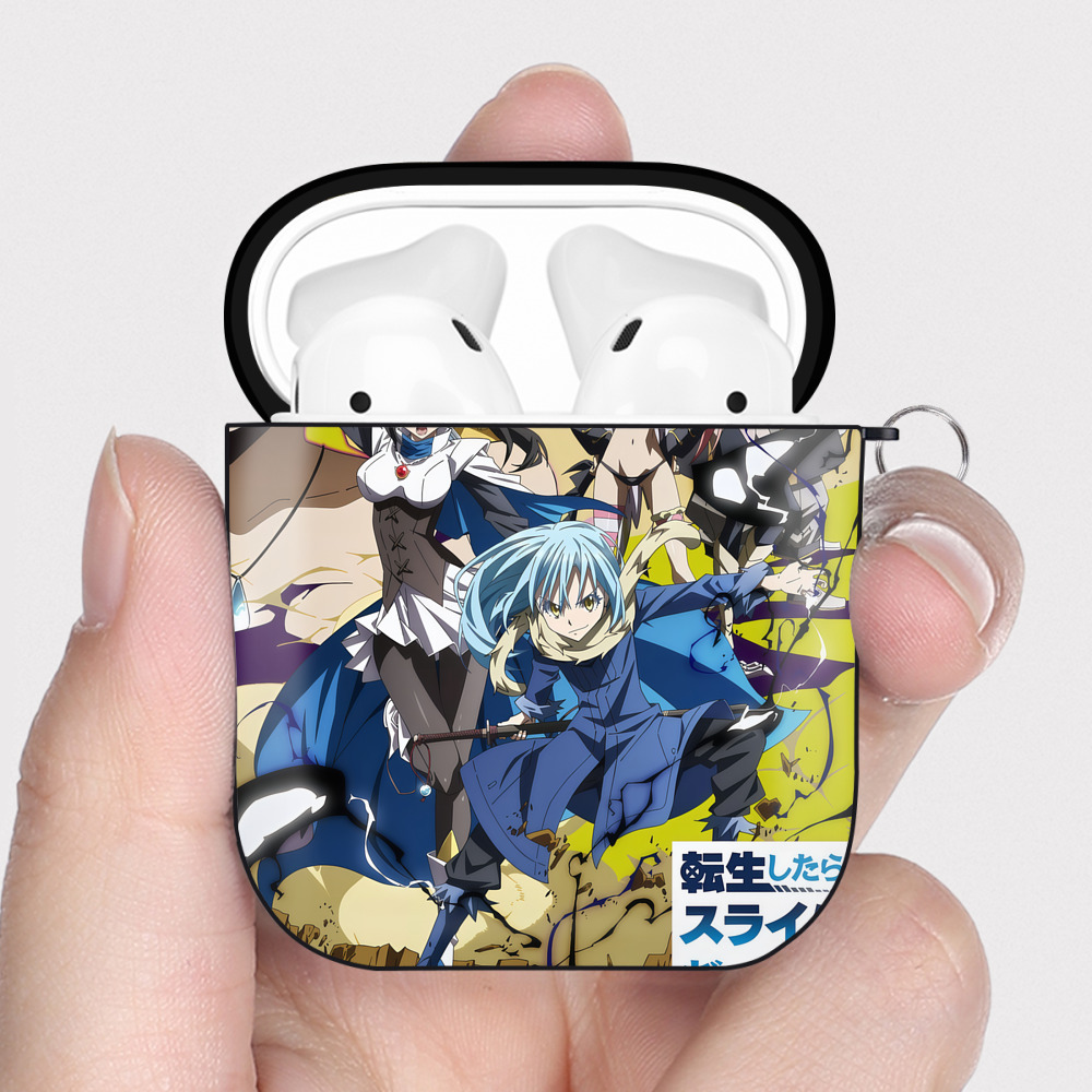 （画像用） 転スラ Regarding Reincarnated to Slime AirPods 第2世代保護ケース ハードシェル ブラック 耐衝撃・防指紋・カラビナ付き