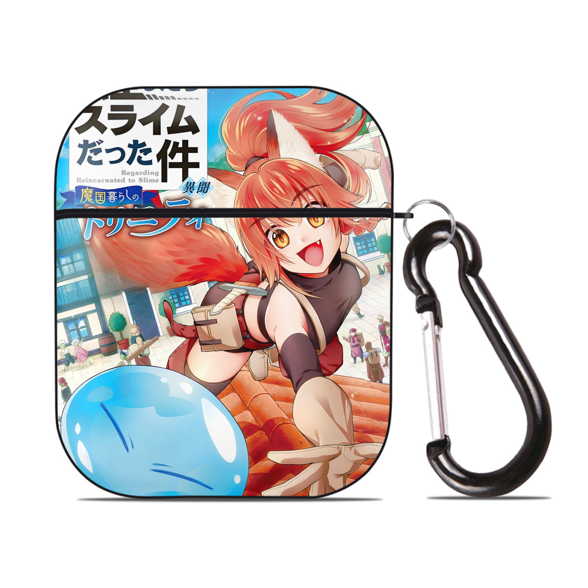 （画像用） 転スラ Regarding Reincarnated to Slime AirPods 第2世代保護ケース ハードシェル ブラック 耐衝撃・防指紋・カラビナ付き
