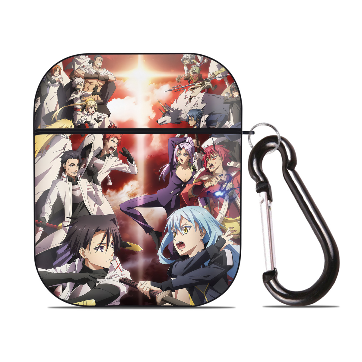 （画像用） 転スラ Regarding Reincarnated to Slime AirPods 第2世代保護ケース ハードシェル ブラック 耐衝撃・防指紋・カラビナ付き
