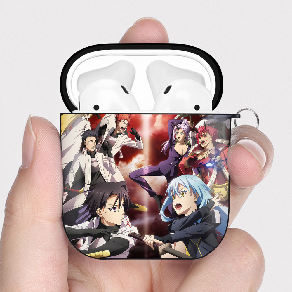 （画像用） 転スラ Regarding Reincarnated to Slime AirPods 第2世代保護ケース ハードシェル ブラック 耐衝撃・防指紋・カラビナ付き