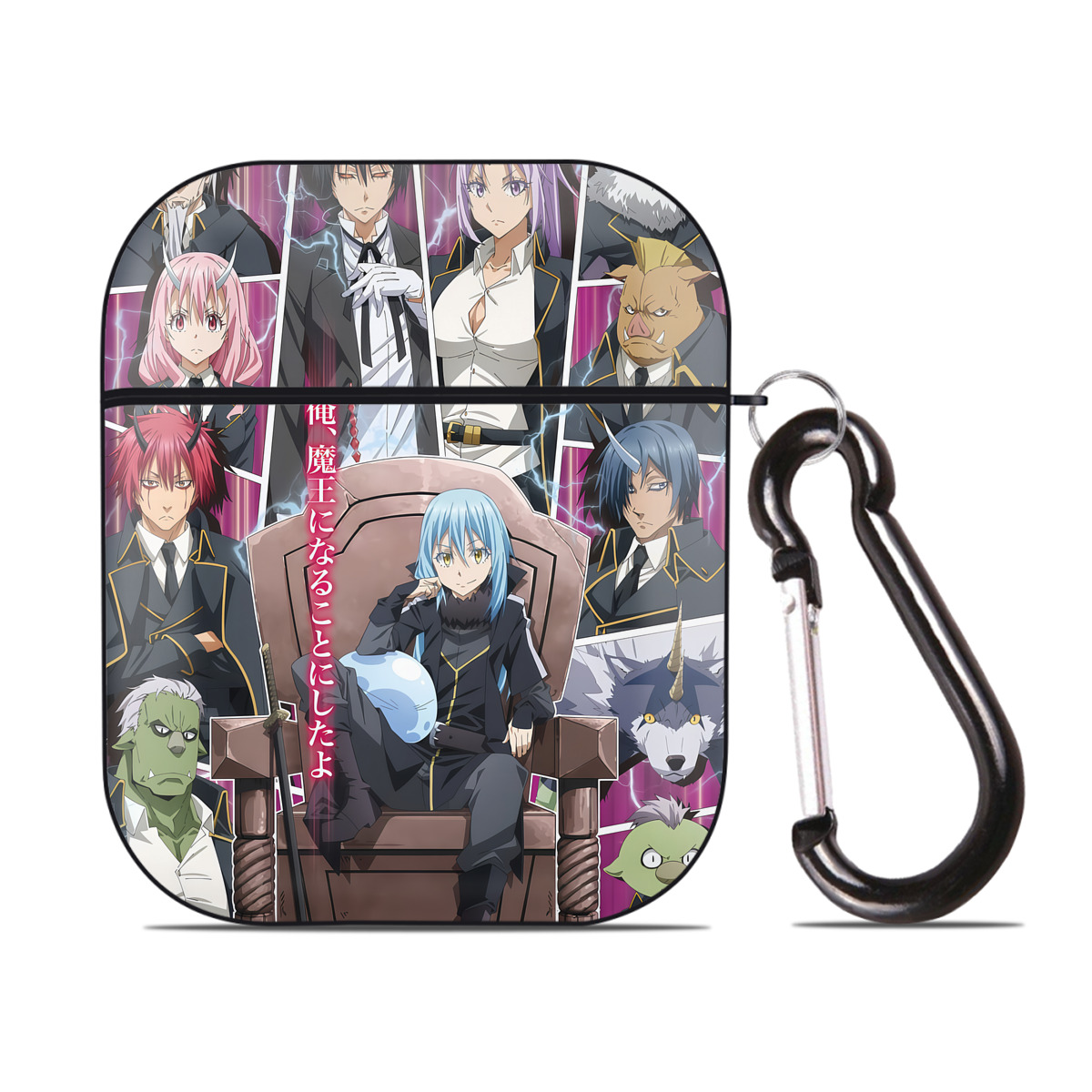 （画像用） 転スラ Regarding Reincarnated to Slime AirPods 第2世代保護ケース ハードシェル ブラック 耐衝撃・防指紋・カラビナ付き