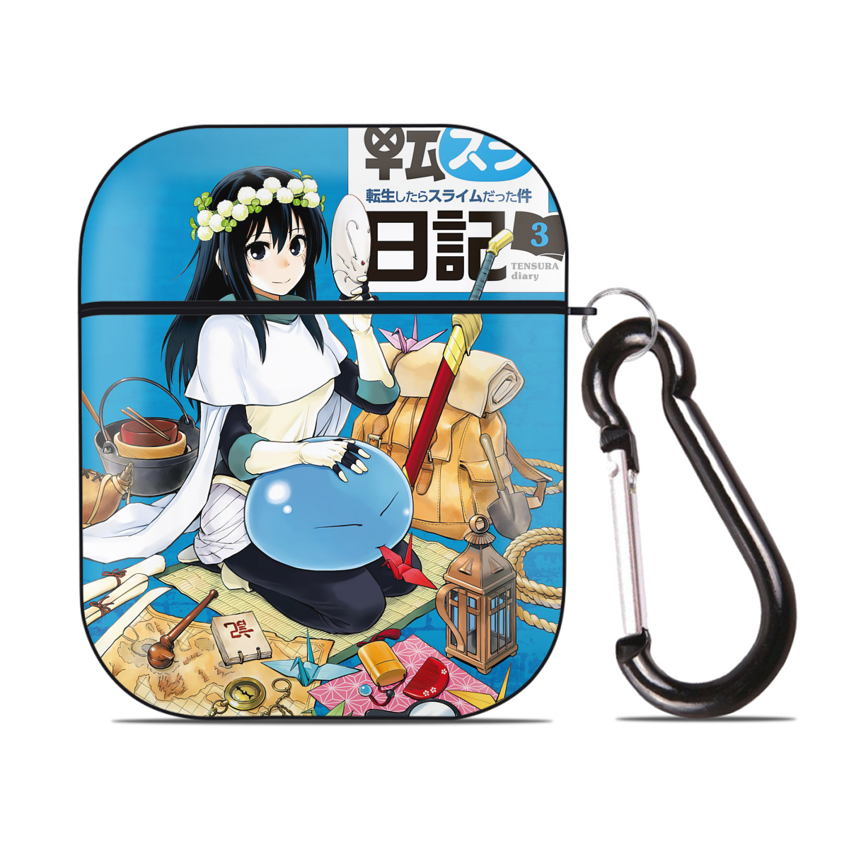 （画像用） 転スラ Regarding Reincarnated to Slime AirPods 第2世代保護ケース ハードシェル ブラック 耐衝撃・防指紋・カラビナ付き