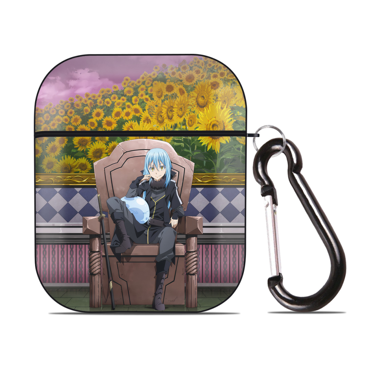 （画像用） 転スラ Regarding Reincarnated to Slime AirPods 第2世代保護ケース ハードシェル ブラック 耐衝撃・防指紋・カラビナ付き