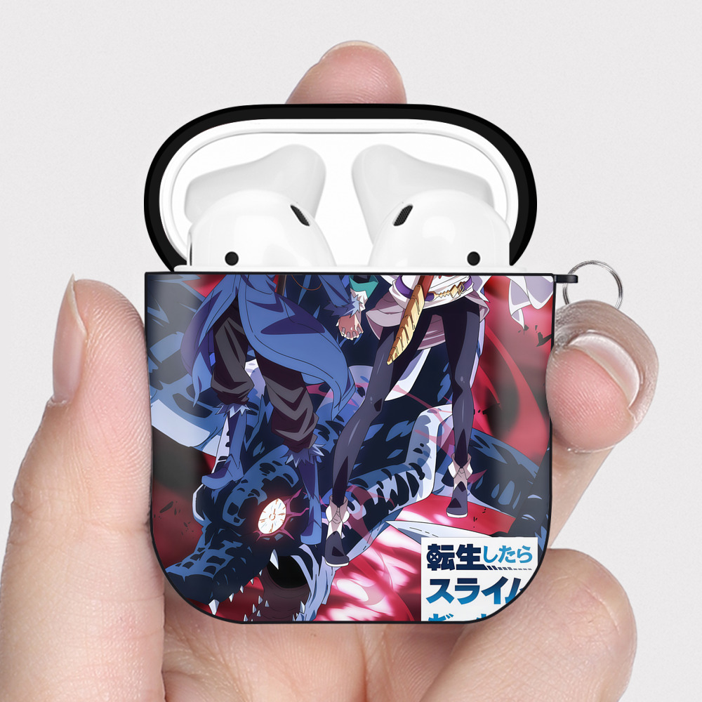 （画像用） 転スラ Regarding Reincarnated to Slime AirPods 第2世代保護ケース ハードシェル ブラック 耐衝撃・防指紋・カラビナ付き