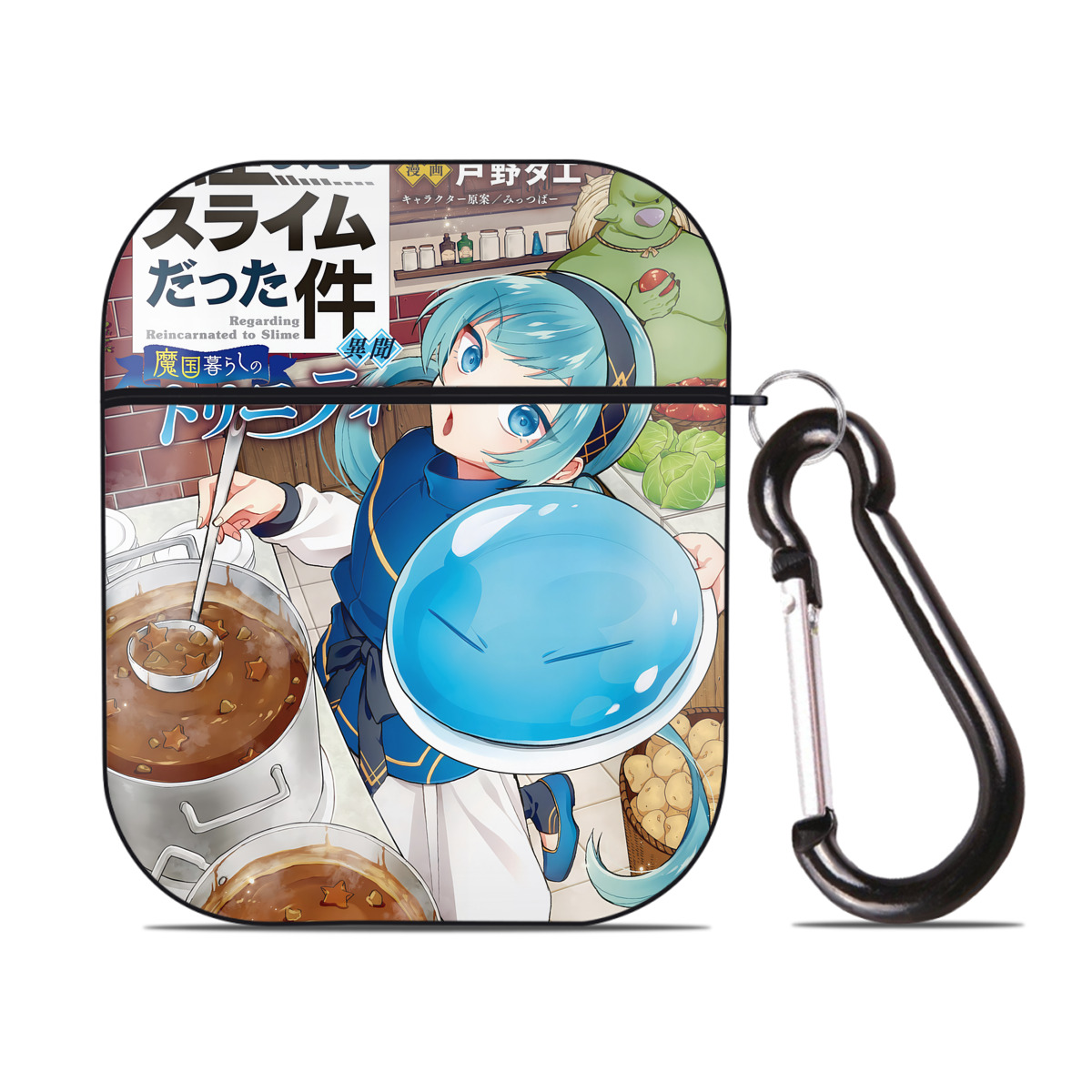 （画像用） 転スラ Regarding Reincarnated to Slime AirPods 第2世代保護ケース ハードシェル ブラック 耐衝撃・防指紋・カラビナ付き