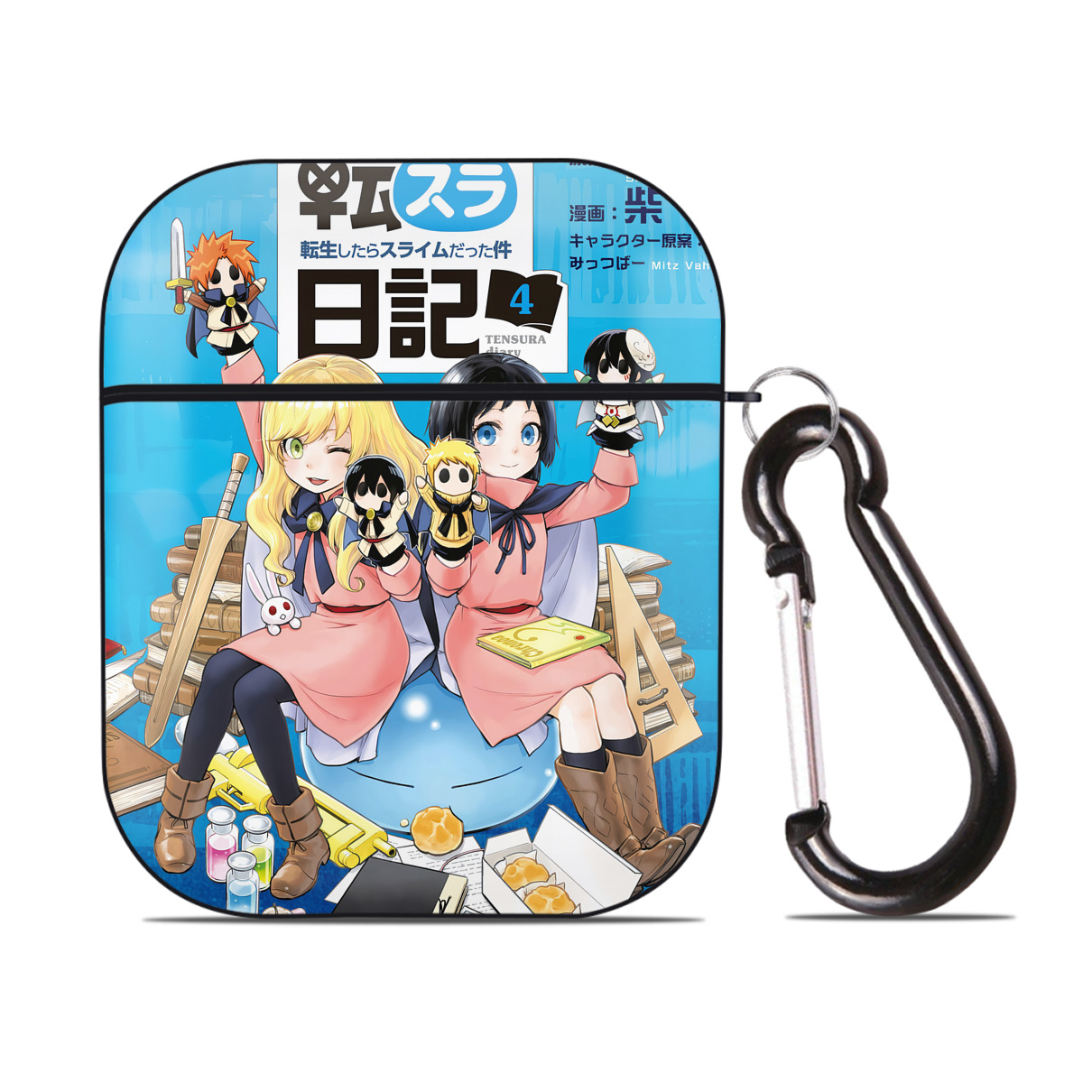（画像用） 転スラ Regarding Reincarnated to Slime AirPods 第2世代保護ケース ハードシェル ブラック 耐衝撃・防指紋・カラビナ付き