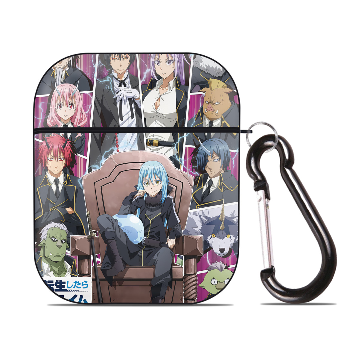 （画像用） 転スラ Regarding Reincarnated to Slime AirPods 第2世代保護ケース ハードシェル ブラック 耐衝撃・防指紋・カラビナ付き