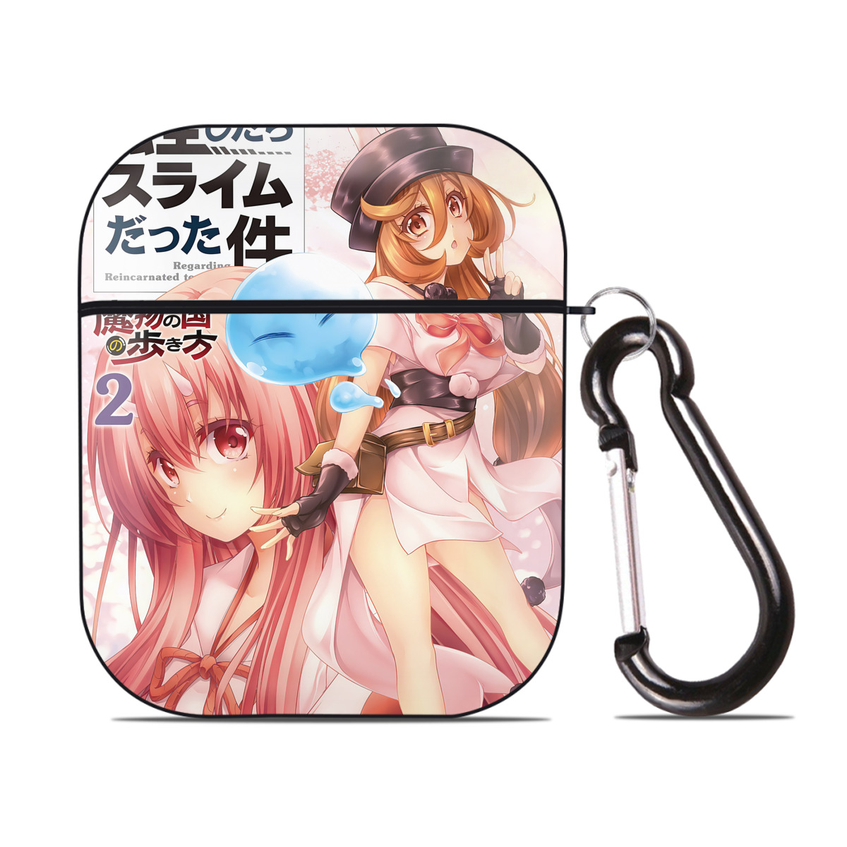 （画像用） 転スラ Regarding Reincarnated to Slime AirPods 第2世代保護ケース ハードシェル ブラック 耐衝撃・防指紋・カラビナ付き