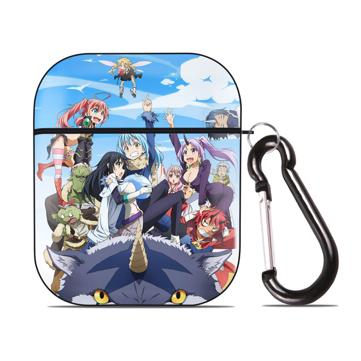 （画像用） 転スラ Regarding Reincarnated to Slime AirPods 第2世代保護ケース ハードシェル ブラック 耐衝撃・防指紋・カラビナ付き