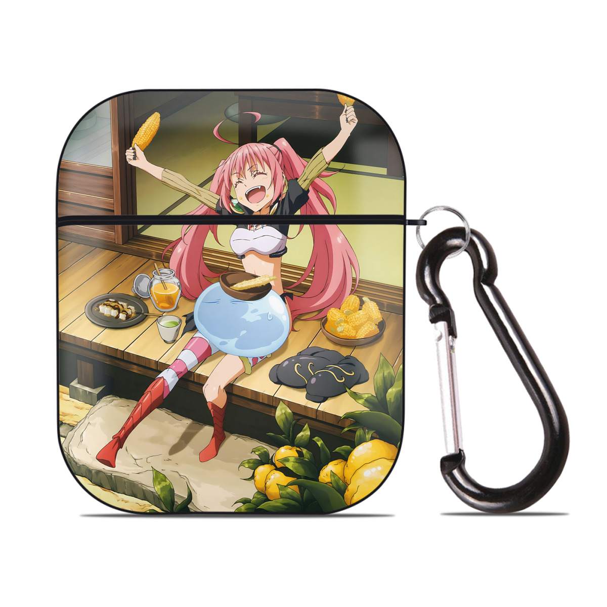 （画像用） 転スラ Regarding Reincarnated to Slime AirPods 第2世代保護ケース ハードシェル ブラック 耐衝撃・防指紋・カラビナ付き