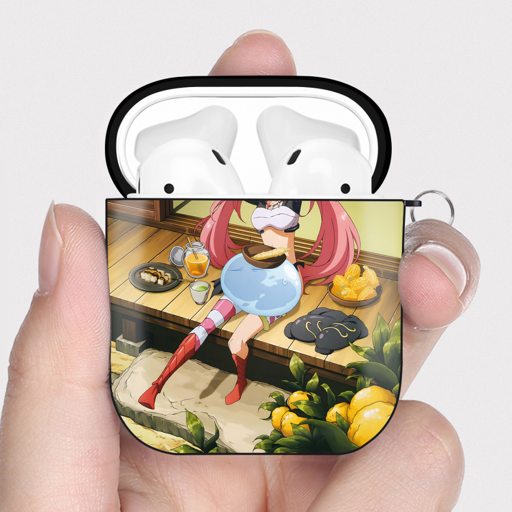 （画像用） 転スラ Regarding Reincarnated to Slime AirPods 第2世代保護ケース ハードシェル ブラック 耐衝撃・防指紋・カラビナ付き