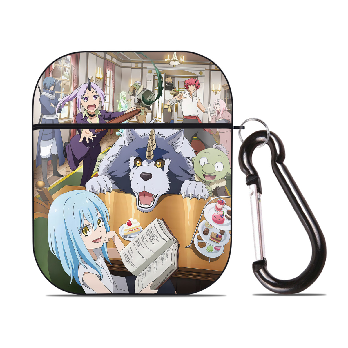 （画像用） 転スラ Regarding Reincarnated to Slime AirPods 第2世代保護ケース ハードシェル ブラック 耐衝撃・防指紋・カラビナ付き