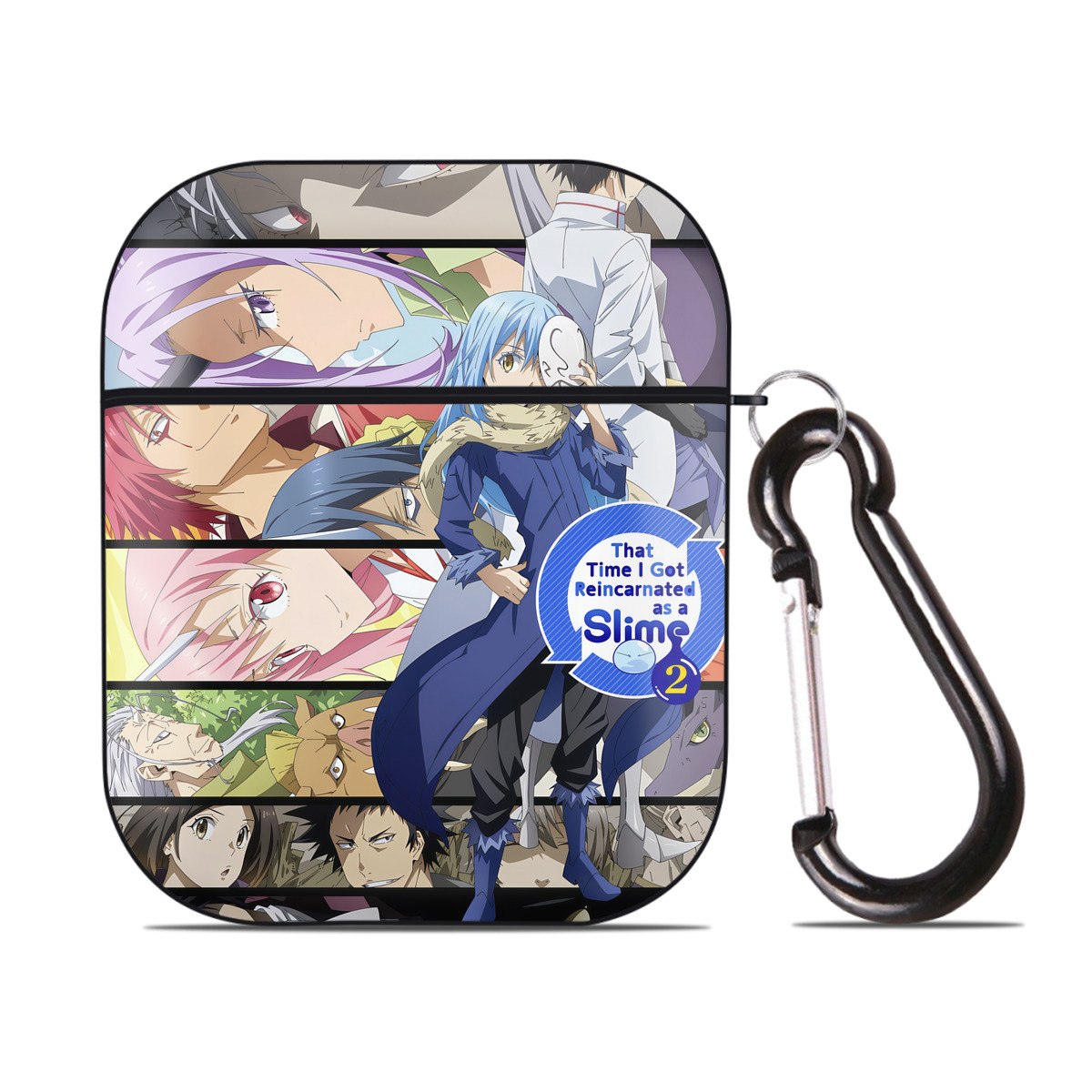 （画像用） 転スラ Regarding Reincarnated to Slime AirPods 第2世代保護ケース ハードシェル ブラック 耐衝撃・防指紋・カラビナ付き